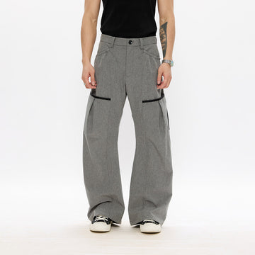 KREATE Curved Panel Utility Trousers-Jeans-S-Gray-Free Shipping Leatheretro