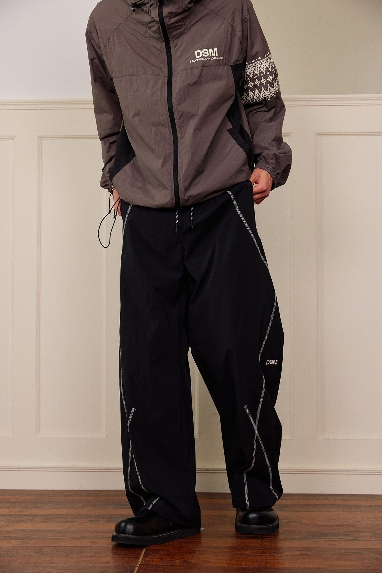 DONSMOKE Contrast Cross Stitch Quick-Dry Pants-Pants-S-Black-Free Shipping Leatheretro