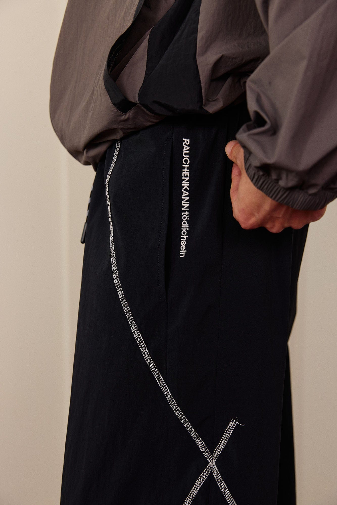 DONSMOKE Contrast Cross Stitch Quick-Dry Pants-Pants-S-Black-Free Shipping Leatheretro