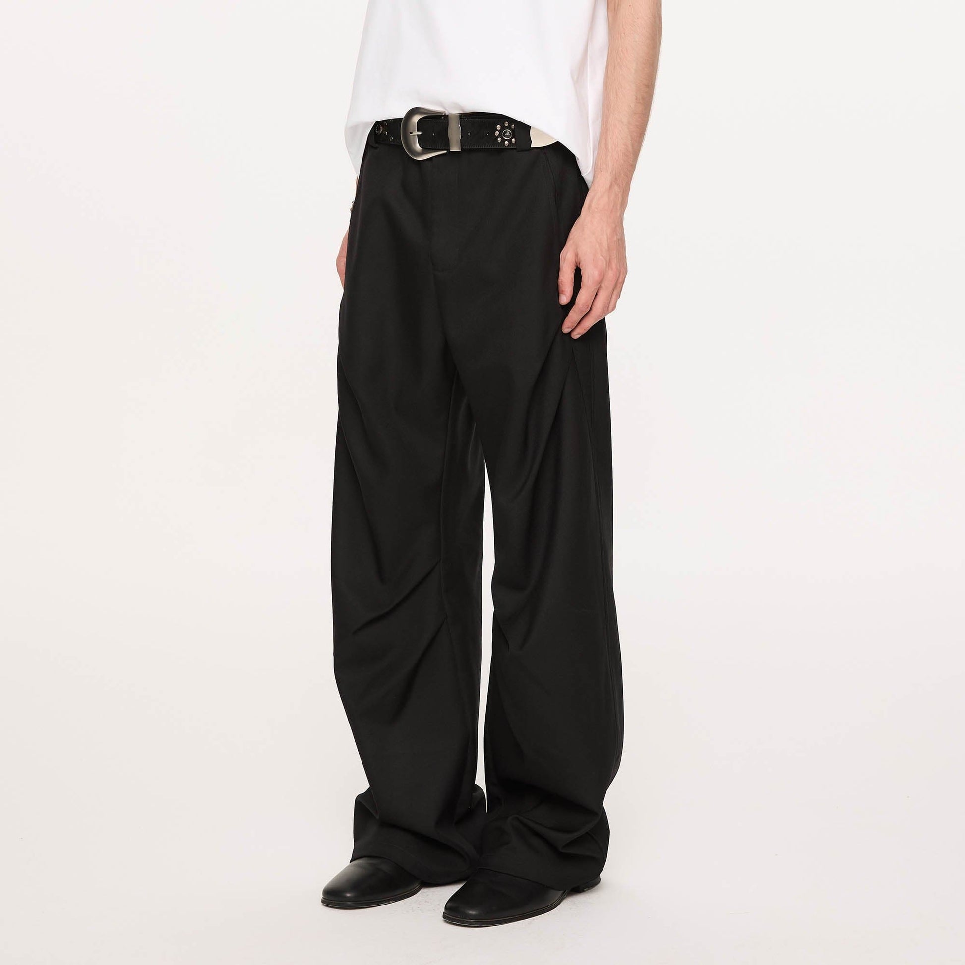 KREATE Sculpted Pleated Straight-Leg Trousers-Pants-S-Free Shipping Leatheretro