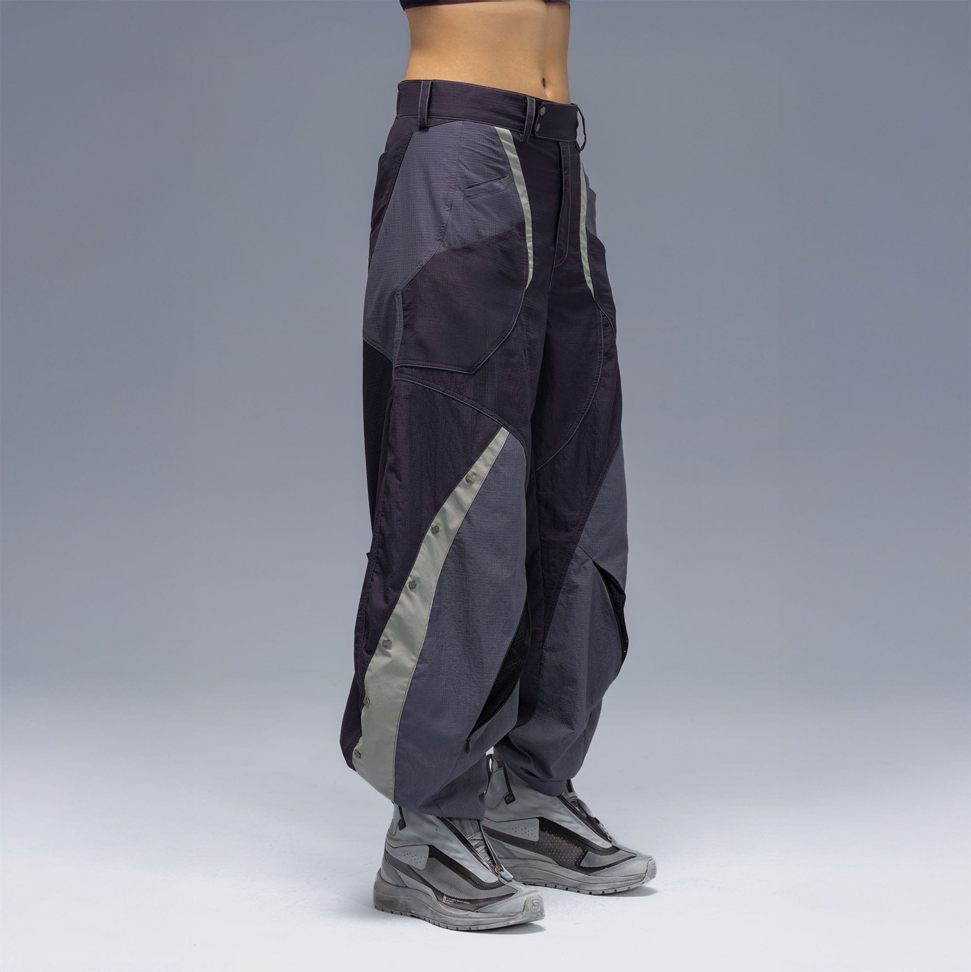 XIPHEVIL Deconstructed Contrast Panel Utility Curved Pants-Pants-XS-Free Shipping Leatheretro