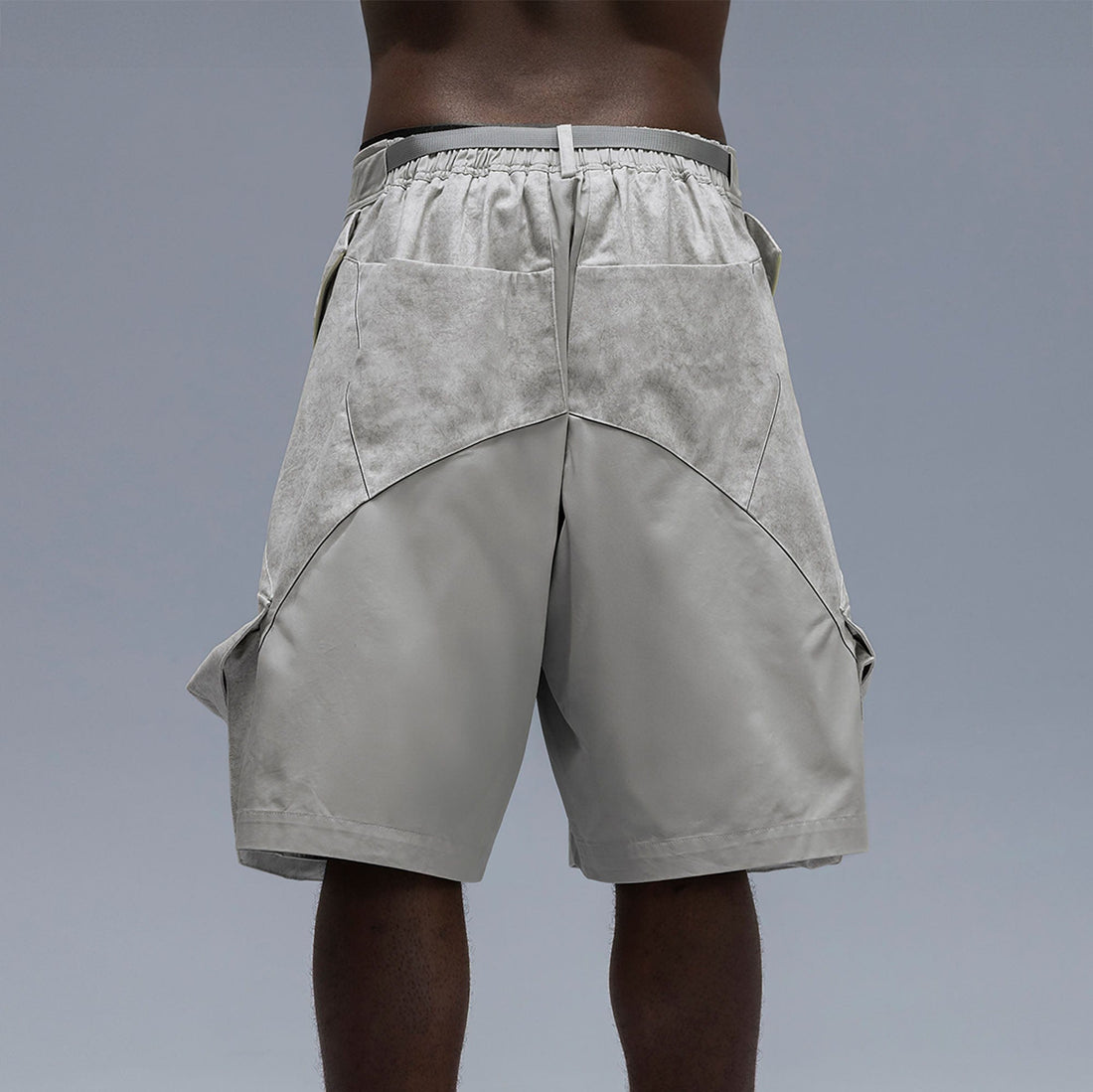 XIPHEVIL Washed Contrast Panel Pocket Utility Shorts Gray-Pants-XS-Free Shipping Leatheretro