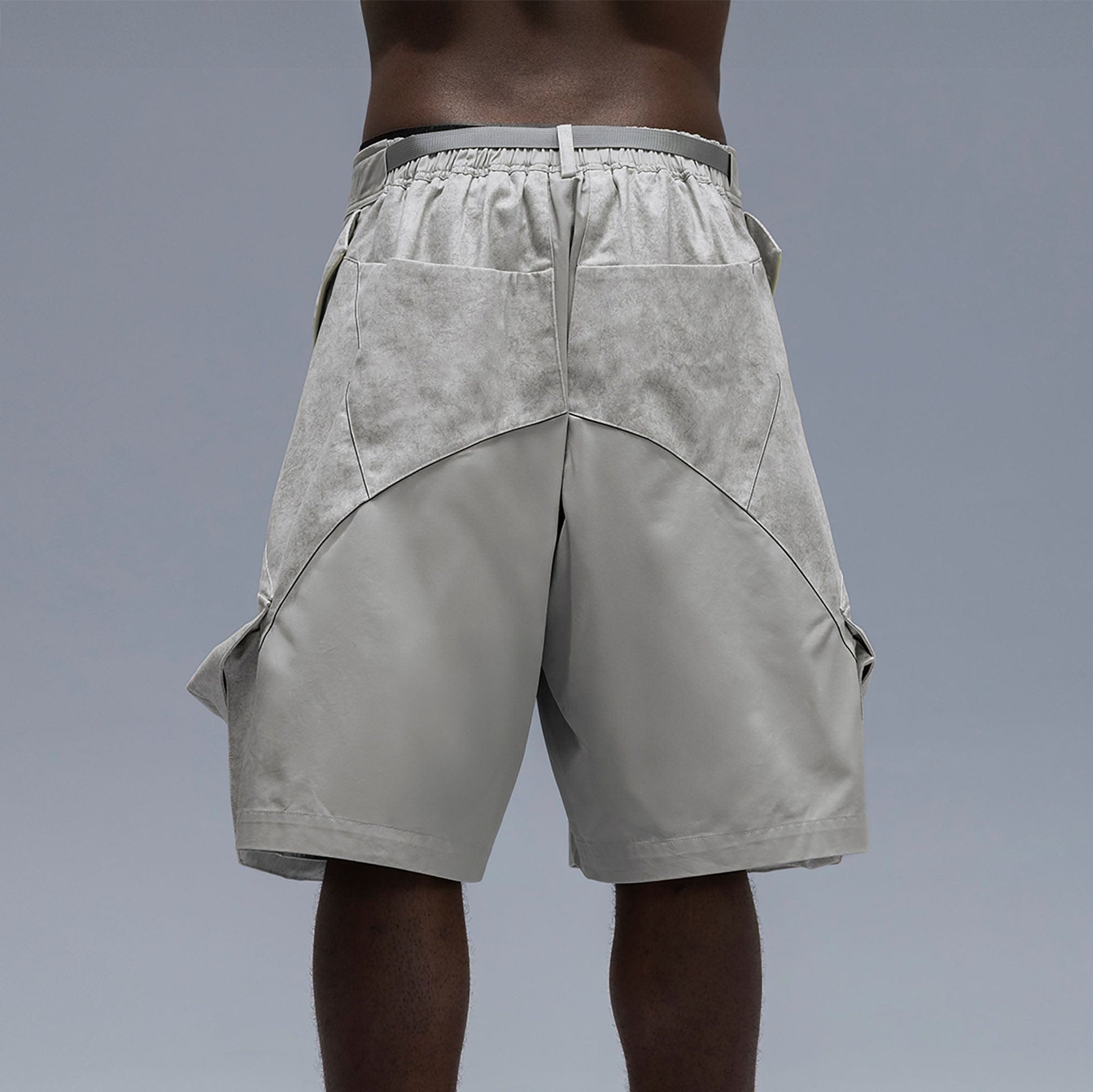 XIPHEVIL Washed Contrast Panel Pocket Utility Shorts Gray-Pants-XS-Free Shipping Leatheretro