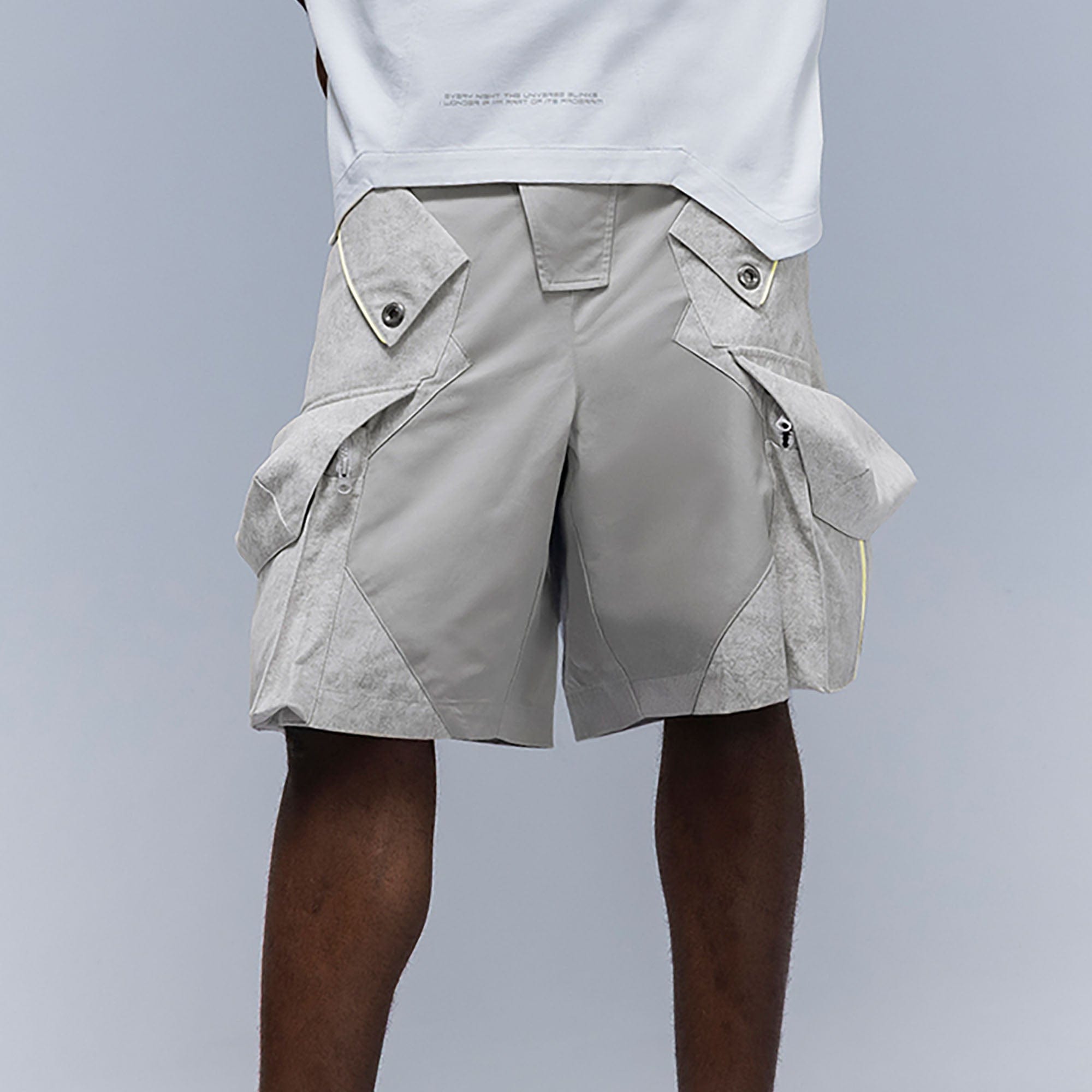 XIPHEVIL Washed Contrast Panel Pocket Utility Shorts Gray-Pants-XS-Free Shipping Leatheretro