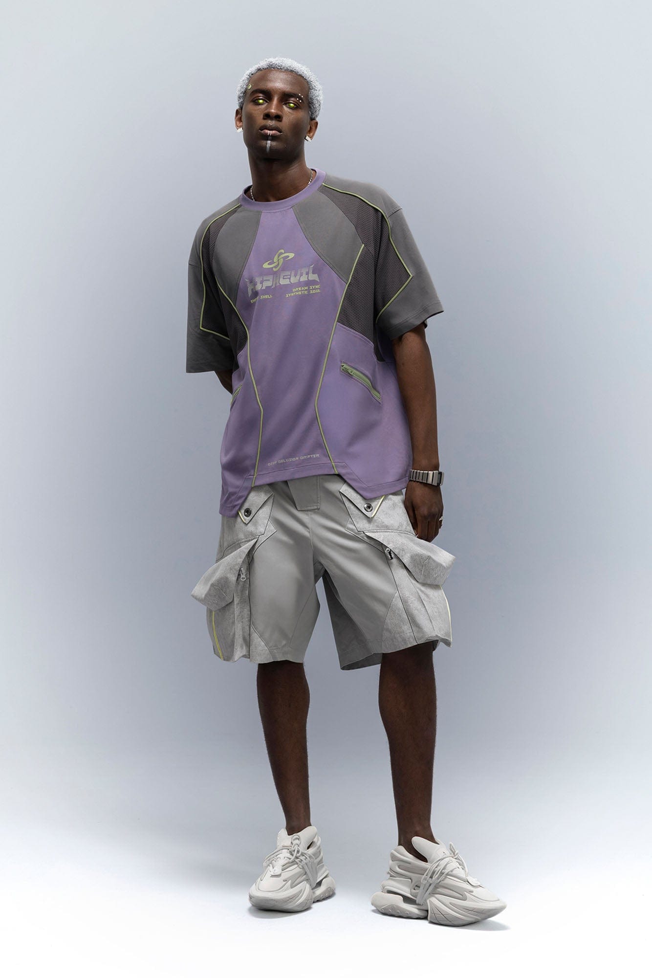 XIPHEVIL Washed Contrast Panel Pocket Utility Shorts Gray-Pants-XS-Free Shipping Leatheretro