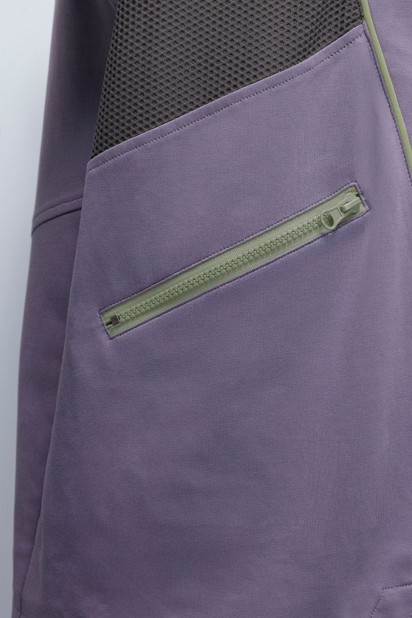 XIPHEVIL Contrast Paneled Mesh Zip-Pocket Raglan T-Shirt Purple-L/S Tee-XS-Free Shipping Leatheretro
