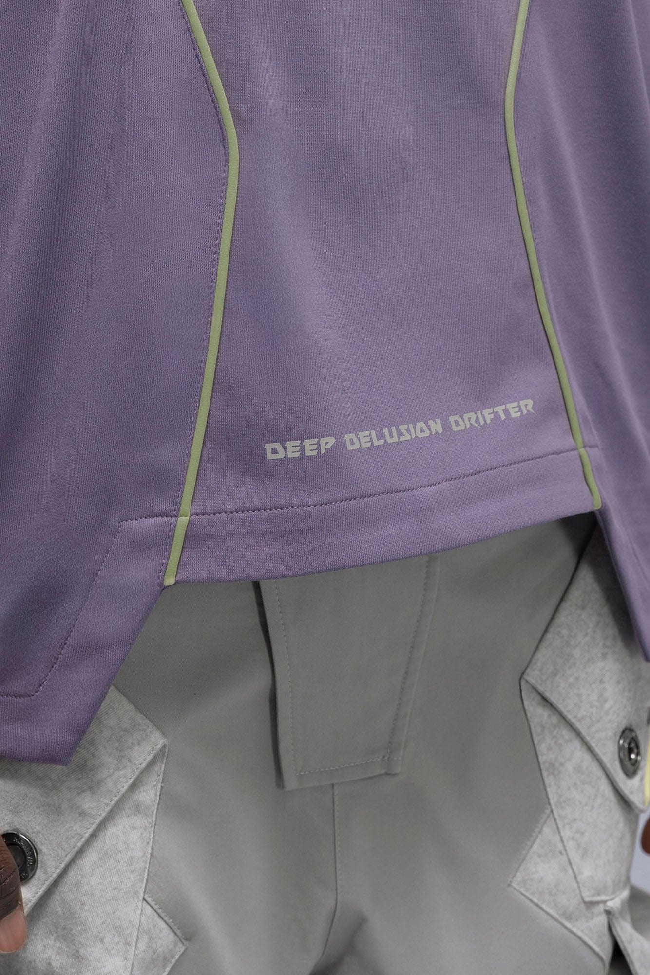 XIPHEVIL Contrast Paneled Mesh Zip-Pocket Raglan T-Shirt Purple-L/S Tee-XS-Free Shipping Leatheretro