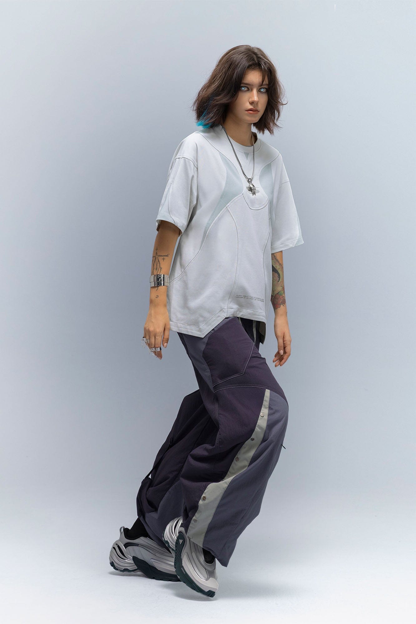 XIPHEVIL Deconstructed Contrast Panel Utility Curved Pants-Pants-XS-Free Shipping Leatheretro