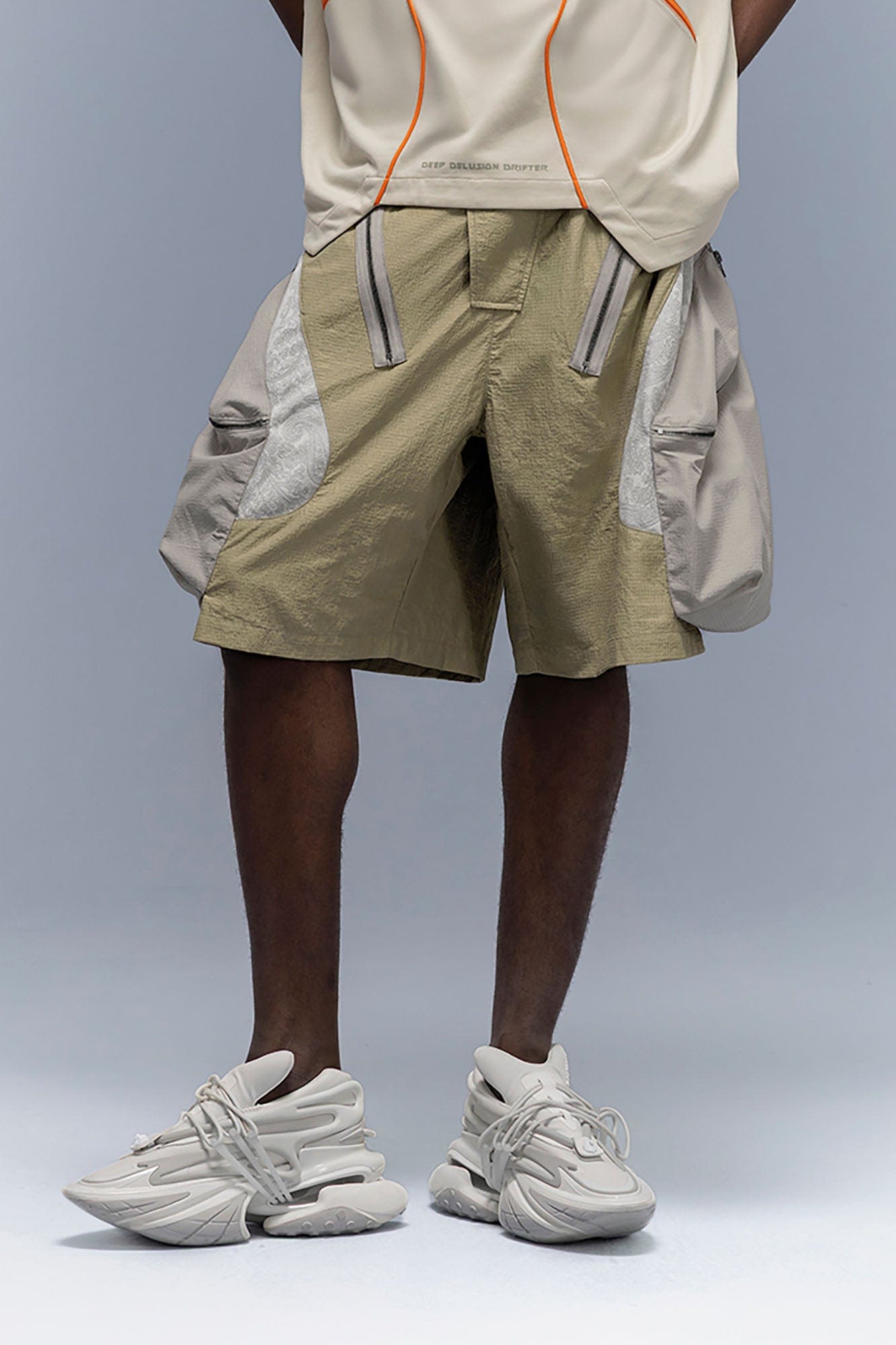 XIPHEVIL Snake Skin Contrast Panel Multi-Pocket Shorts-Shorts-XS-Purple-Free Shipping Leatheretro