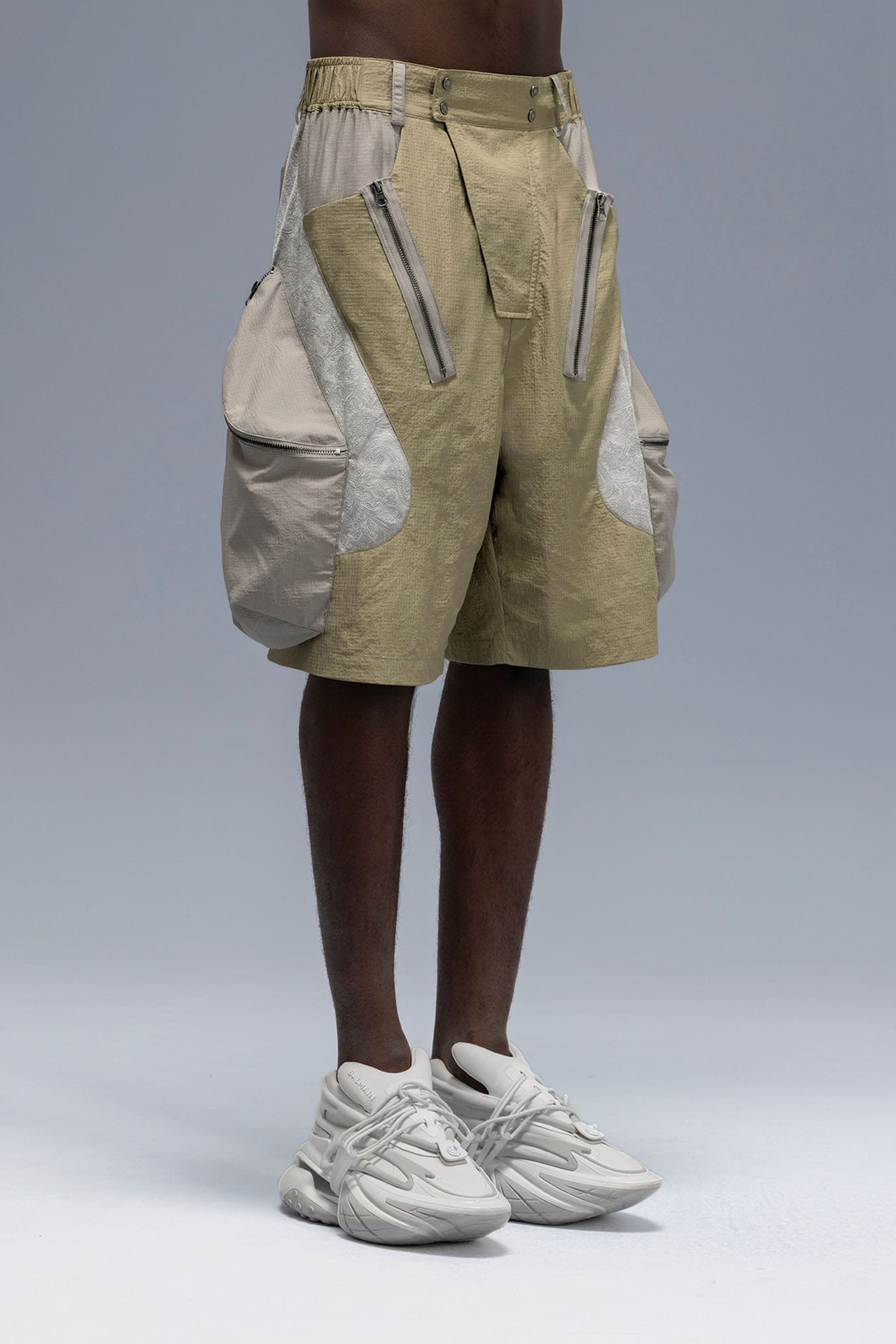 XIPHEVIL Snake Skin Contrast Panel Multi-Pocket Shorts-Shorts-XS-Purple-Free Shipping Leatheretro