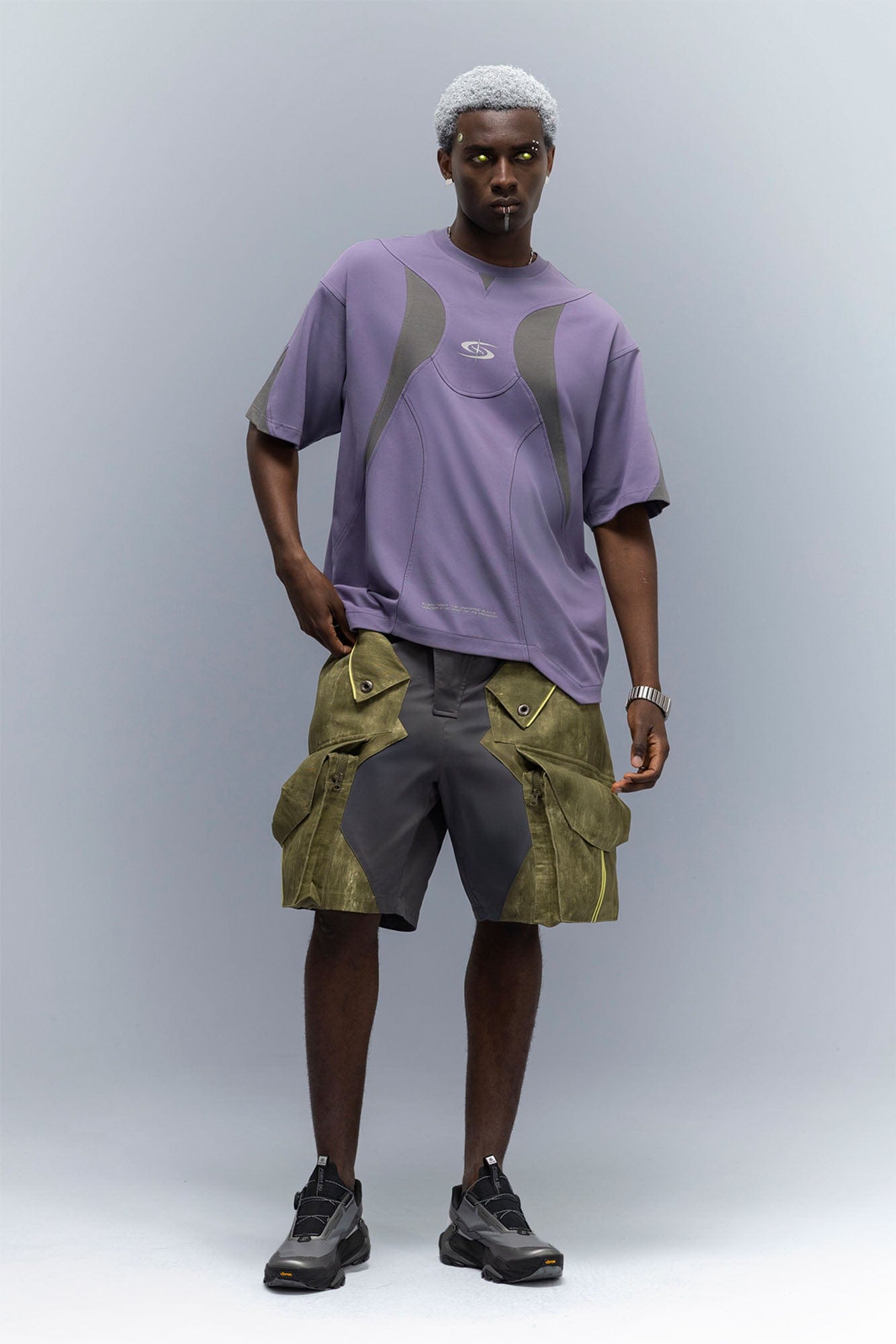 XIPHEVIL Washed Contrast Panel Pocket Utility Shorts Green-Shorts-XS-Free Shipping Leatheretro