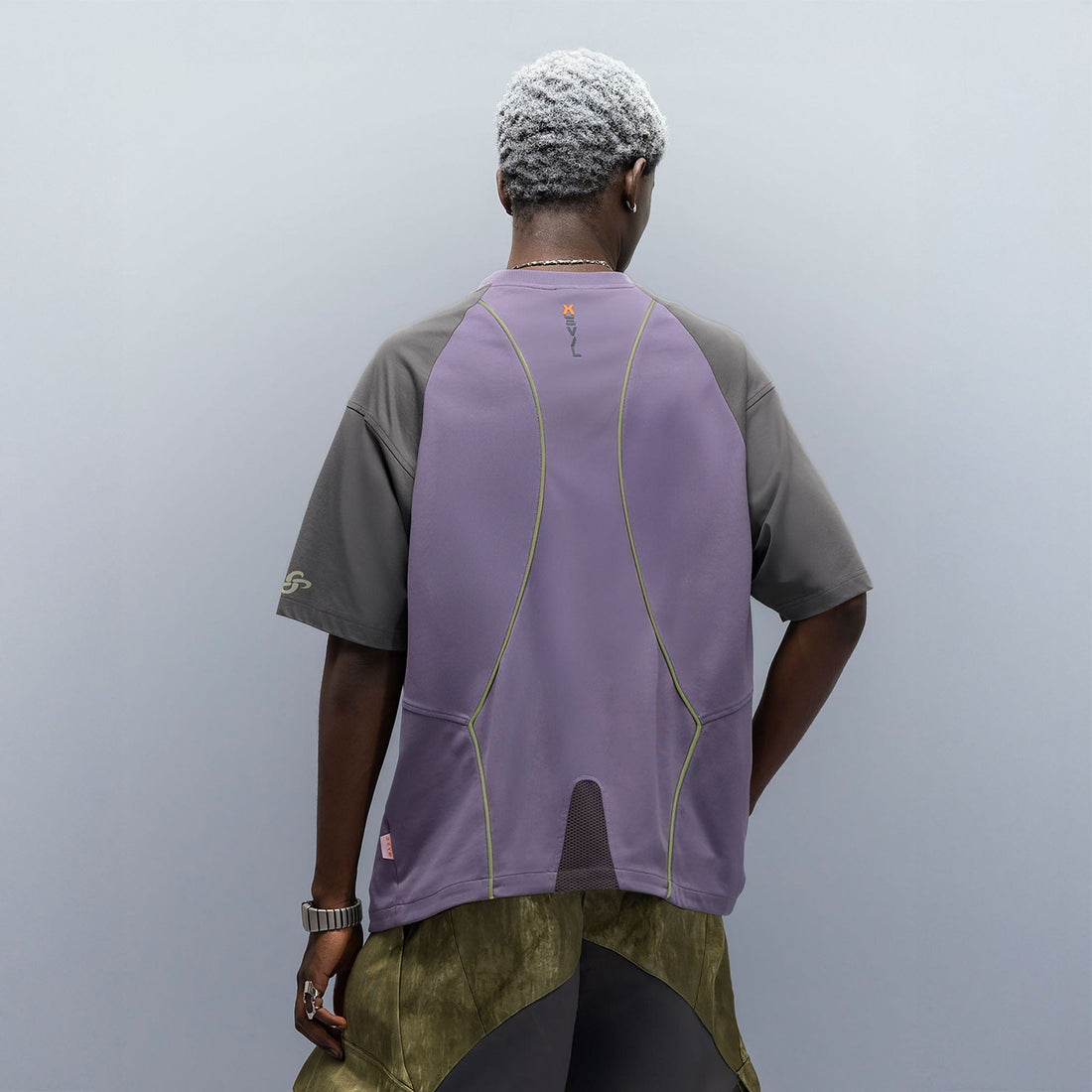 XIPHEVIL Contrast Paneled Mesh Zip-Pocket Raglan T-Shirt Purple-L/S Tee-XS-Free Shipping Leatheretro