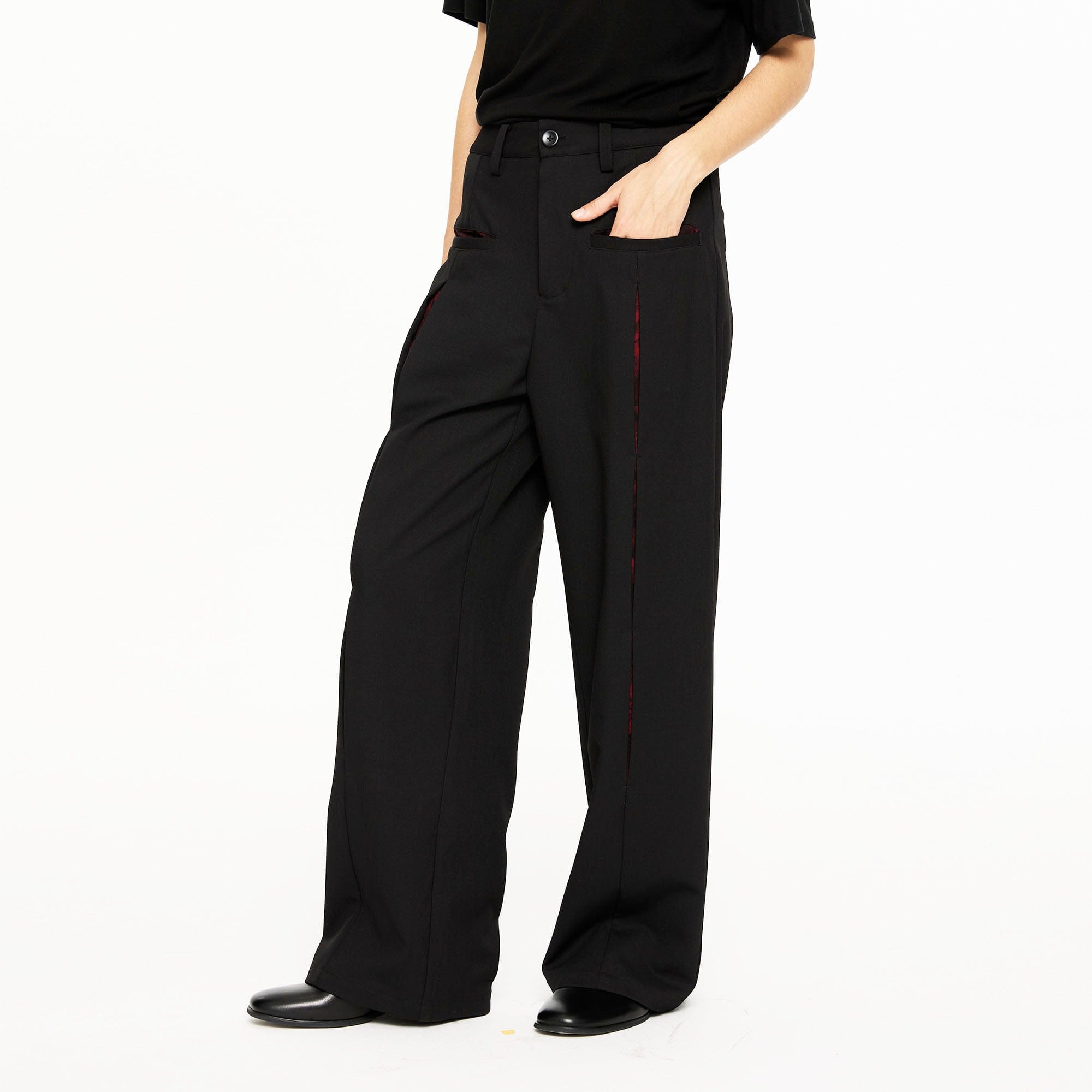 KREATE Floral Insert Slit Straight-Leg Trousers-Pants-S-Free Shipping Leatheretro