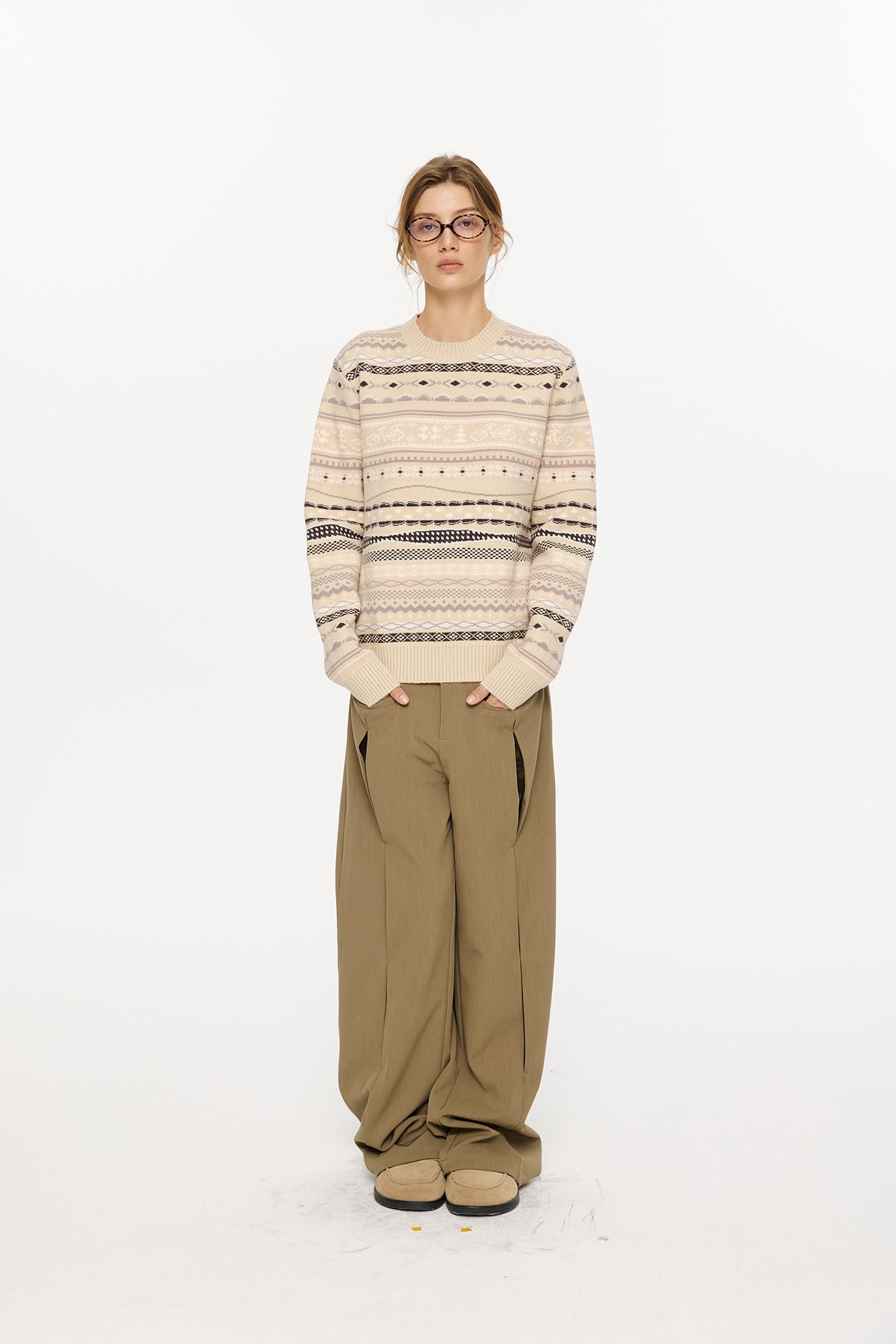 KREATE Classical Fair Isle Sweater-Sweater-S-Black-Free Shipping Leatheretro