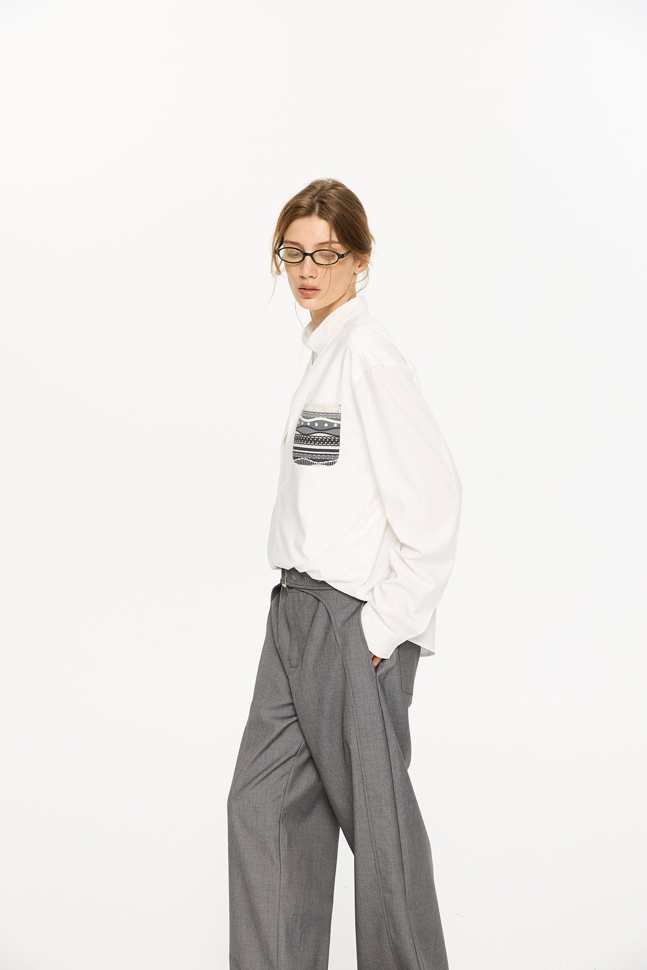 KREATE Faux Layered Fair Isle Pocket Shirt-Shirt-S-Black-Free Shipping Leatheretro