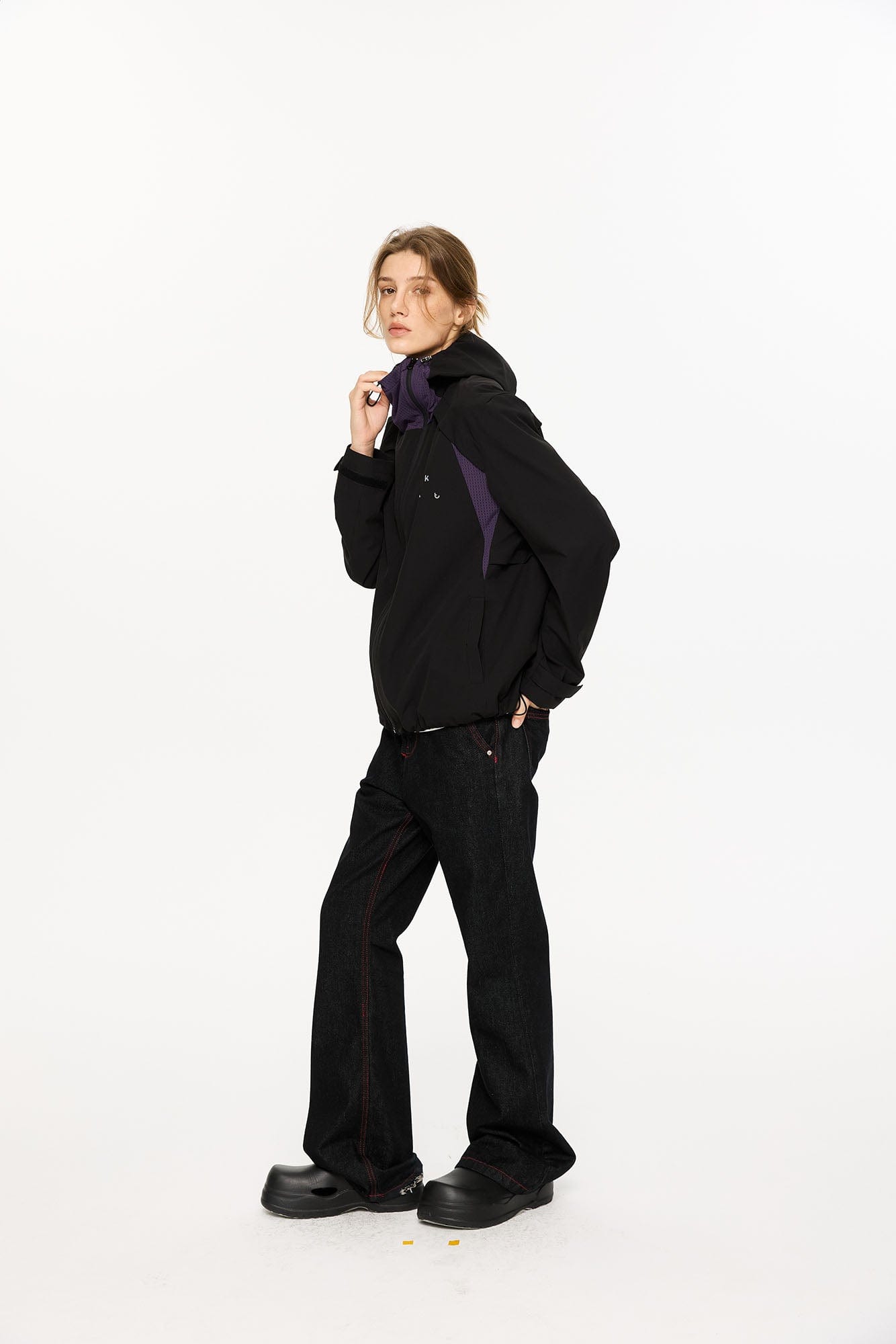 KREATE Asymmetric-Zip Teflon Hooded Jacket-Jacket-S-Blue-Free Shipping Leatheretro