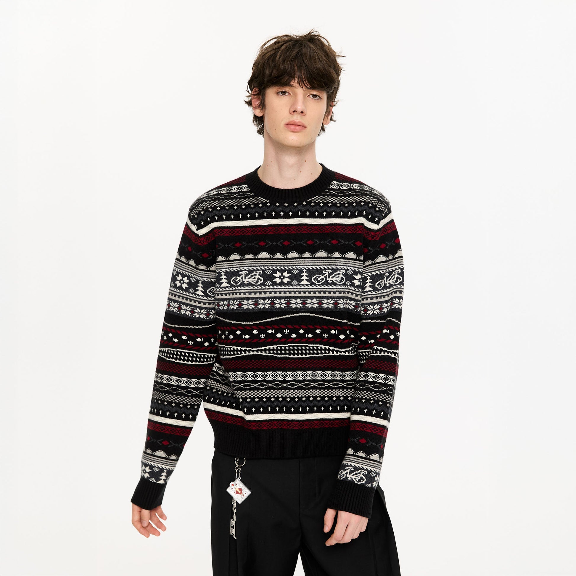KREATE Classical Fair Isle Sweater-Sweater-S-Black-Free Shipping Leatheretro