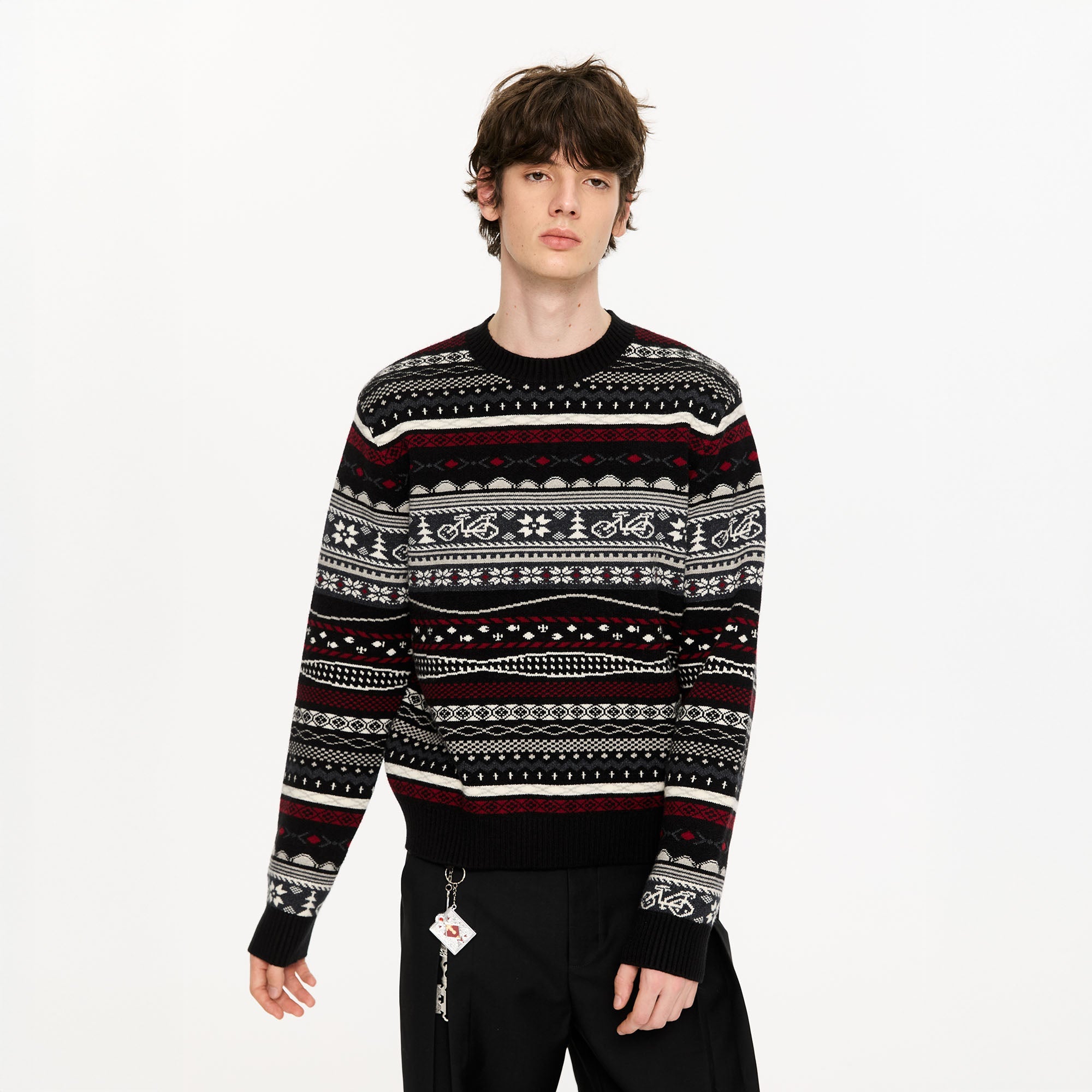 KREATE Classical Fair Isle Sweater-Sweater-S-Black-Free Shipping Leatheretro