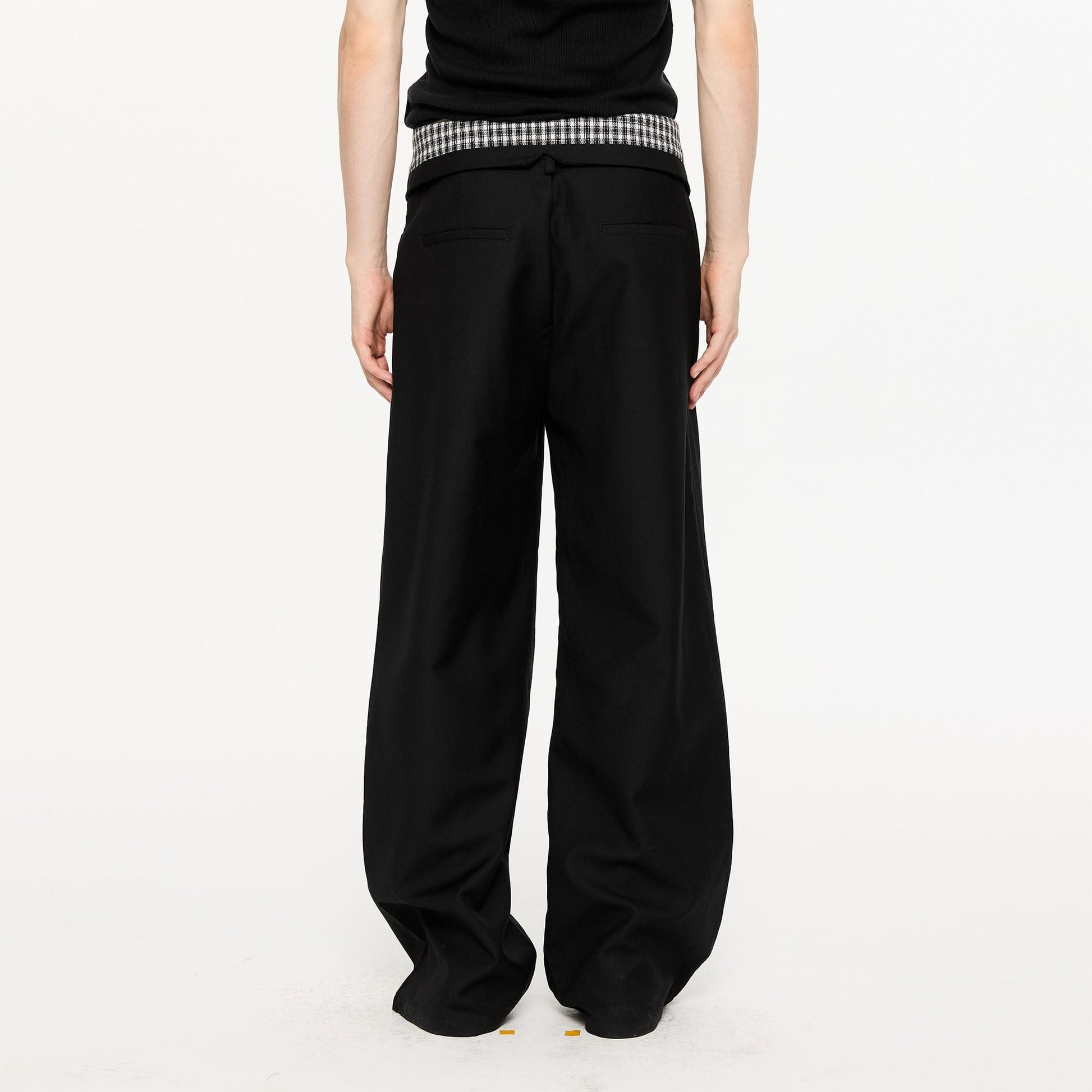 KREATE Folded Check Waistband Pleated Trousers-Pants-S-Free Shipping Leatheretro