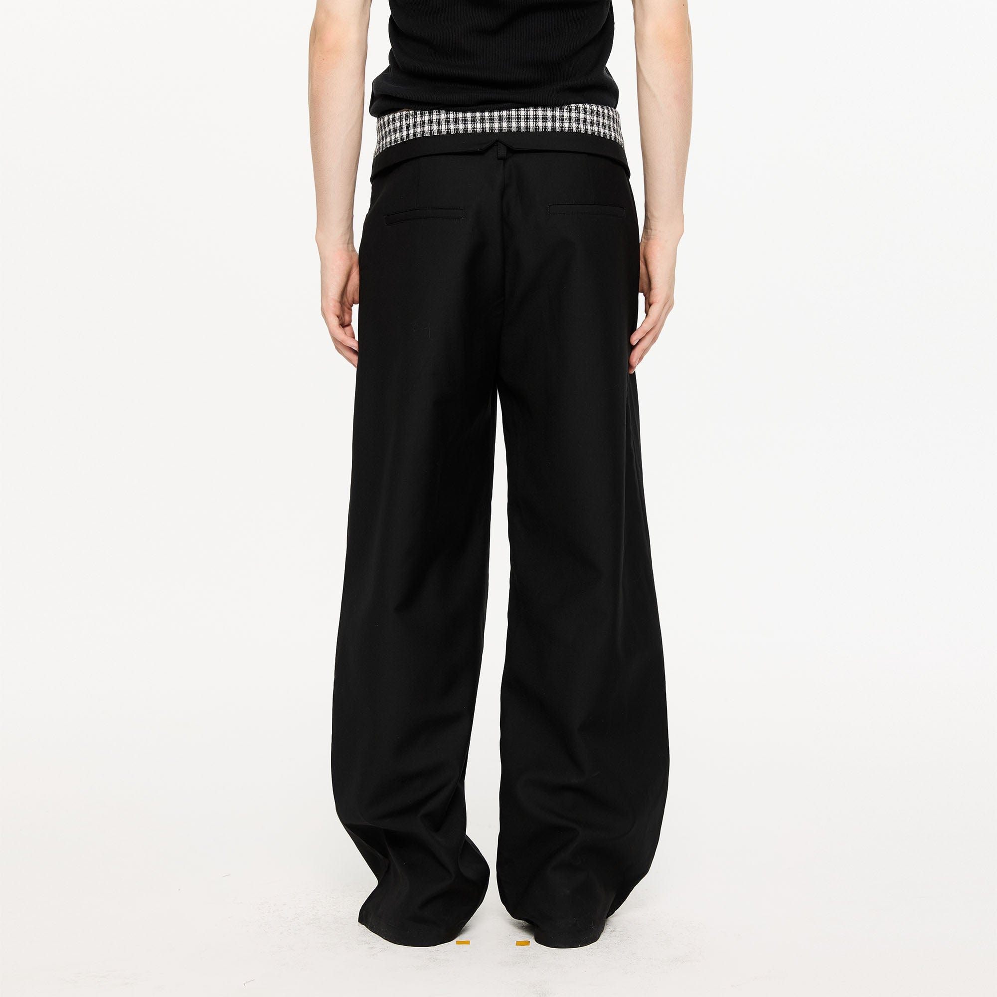 KREATE Folded Check Waistband Pleated Trousers-Pants-S-Free Shipping Leatheretro