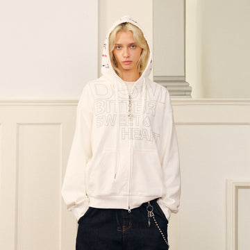 DONSMOKE Hairclip Graphic Double-Zip Hooded Jacket-Jacket-S-White-Free Shipping Leatheretro
