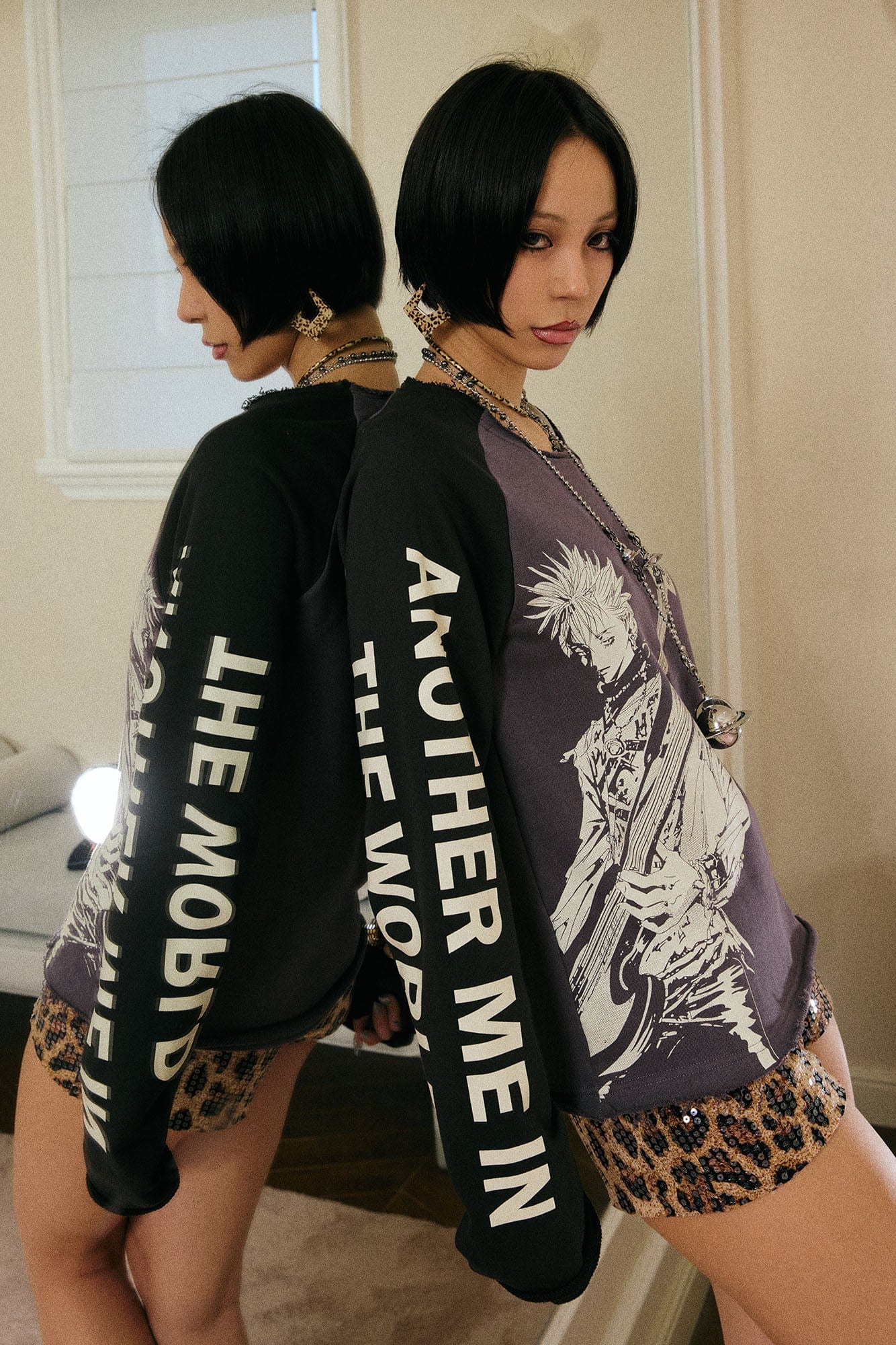 DONSMOKE ¡Á NANA Guitarist Contrast Raglan Long-Sleeve Tee-L/S Tee-S-Purple-Free Shipping Leatheretro