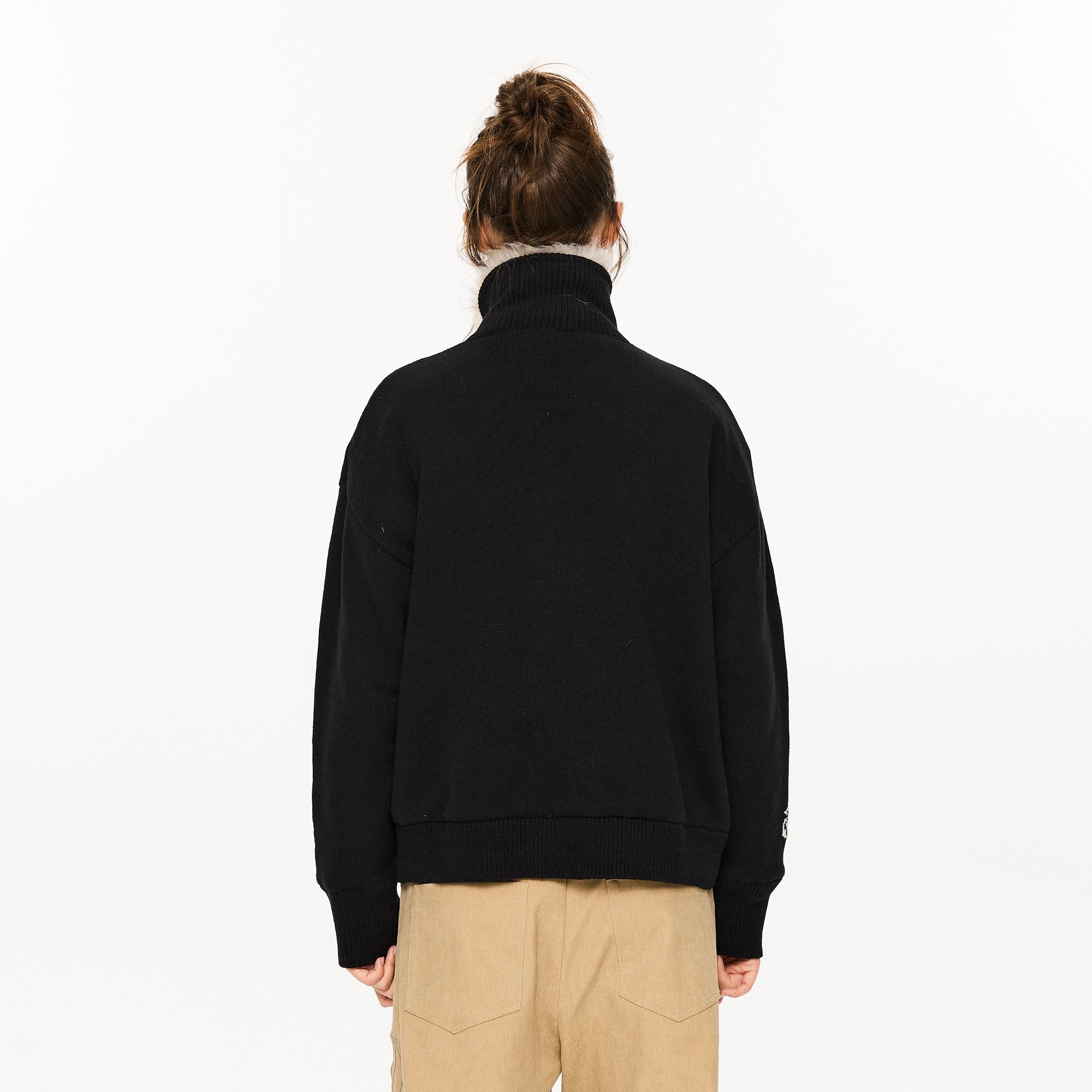 KREATE Fair Isle Faux Fur Lining Jacket-Jacket-S (Preorder)-Navy-Free Shipping Leatheretro