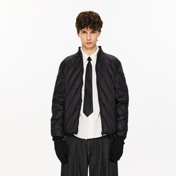 KREATE Quilted Rib Stand-Collar Down Jacket-Jacket-S-Free Shipping Leatheretro
