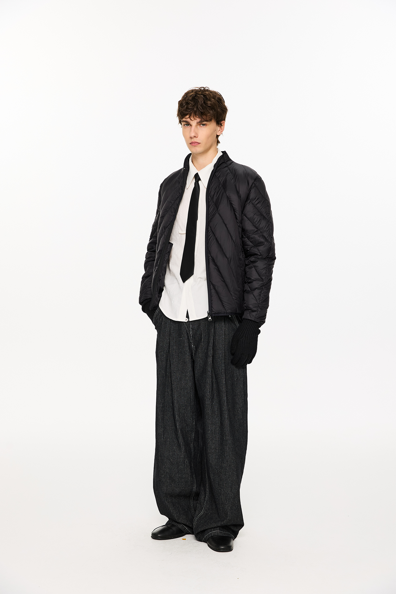 KREATE Quilted Rib Stand-Collar Down Jacket-Jacket-S-Free Shipping Leatheretro