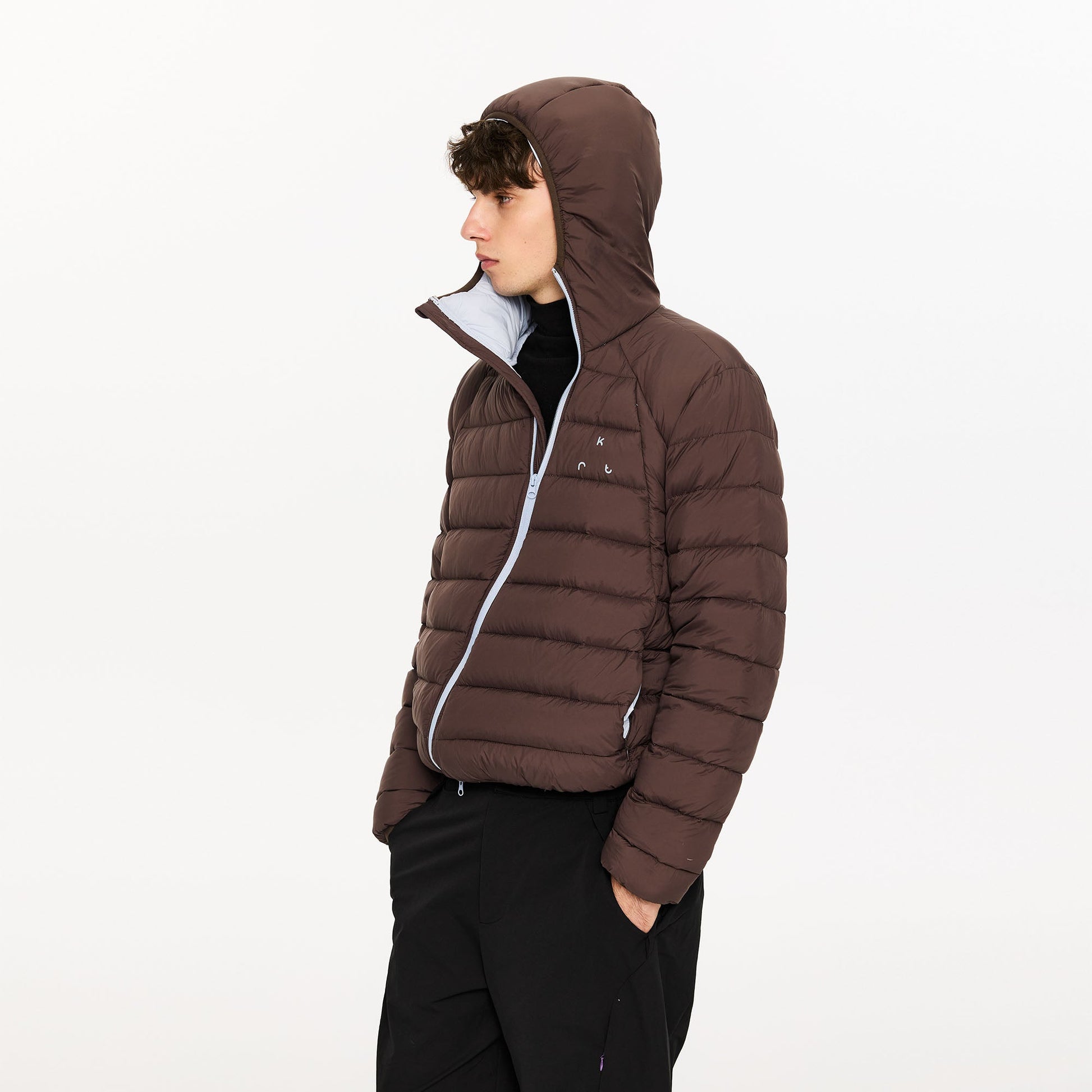 KREATE Asymmetric Contrast Light Down Jacket-Jacket-S (Preorder)-Brown-Free Shipping Leatheretro