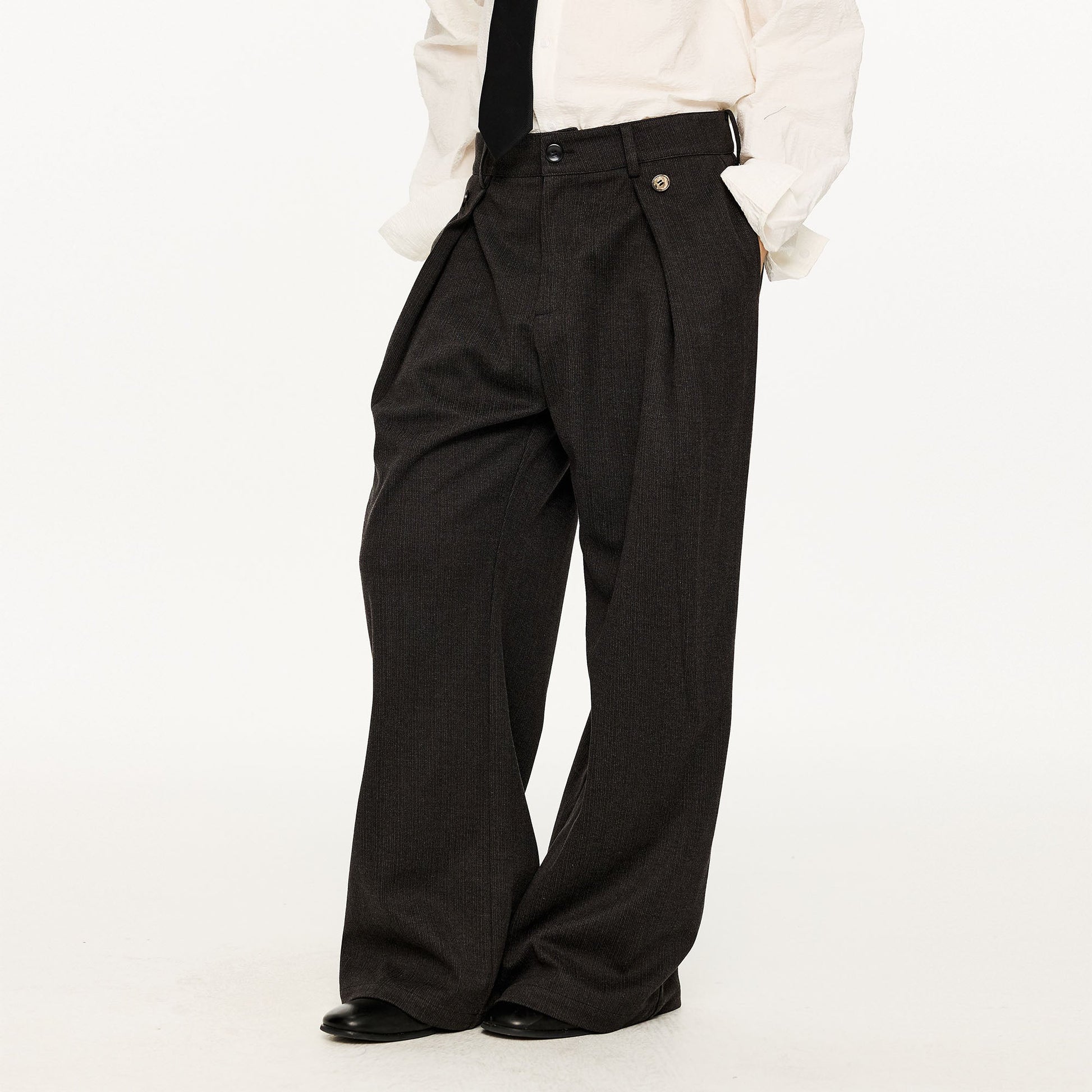 KREATE Modern Pinstriped Pleated Wide-Leg Trousers-Pants-S-Free Shipping Leatheretro