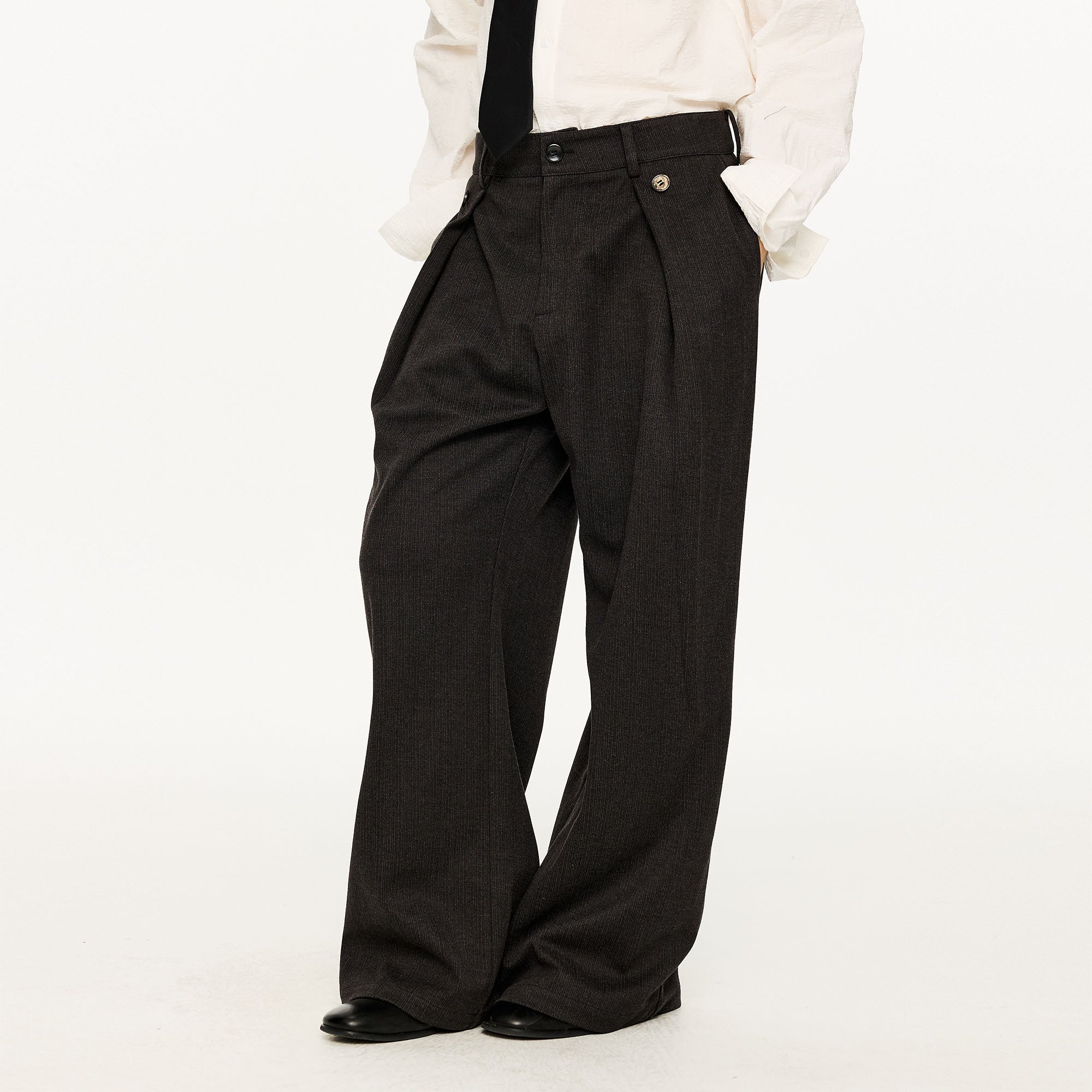 KREATE Modern Pinstriped Pleated Wide-Leg Trousers-Pants-S-Free Shipping Leatheretro