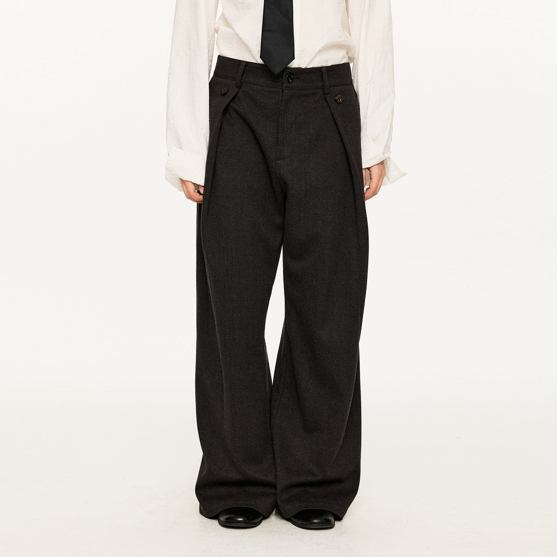 KREATE Modern Pinstriped Pleated Wide-Leg Trousers-Pants-S-Free Shipping Leatheretro