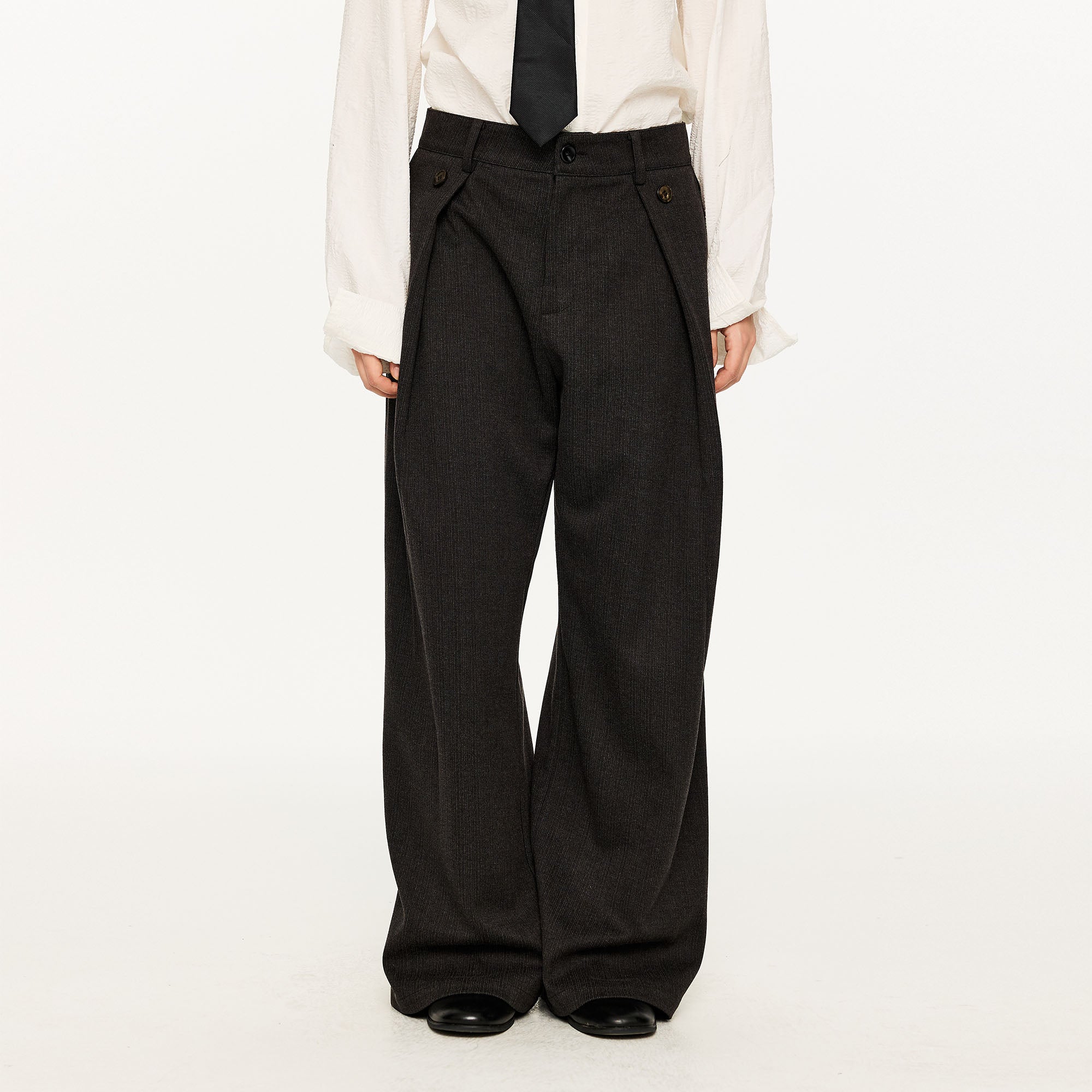 KREATE Modern Pinstriped Pleated Wide-Leg Trousers-Pants-S-Free Shipping Leatheretro