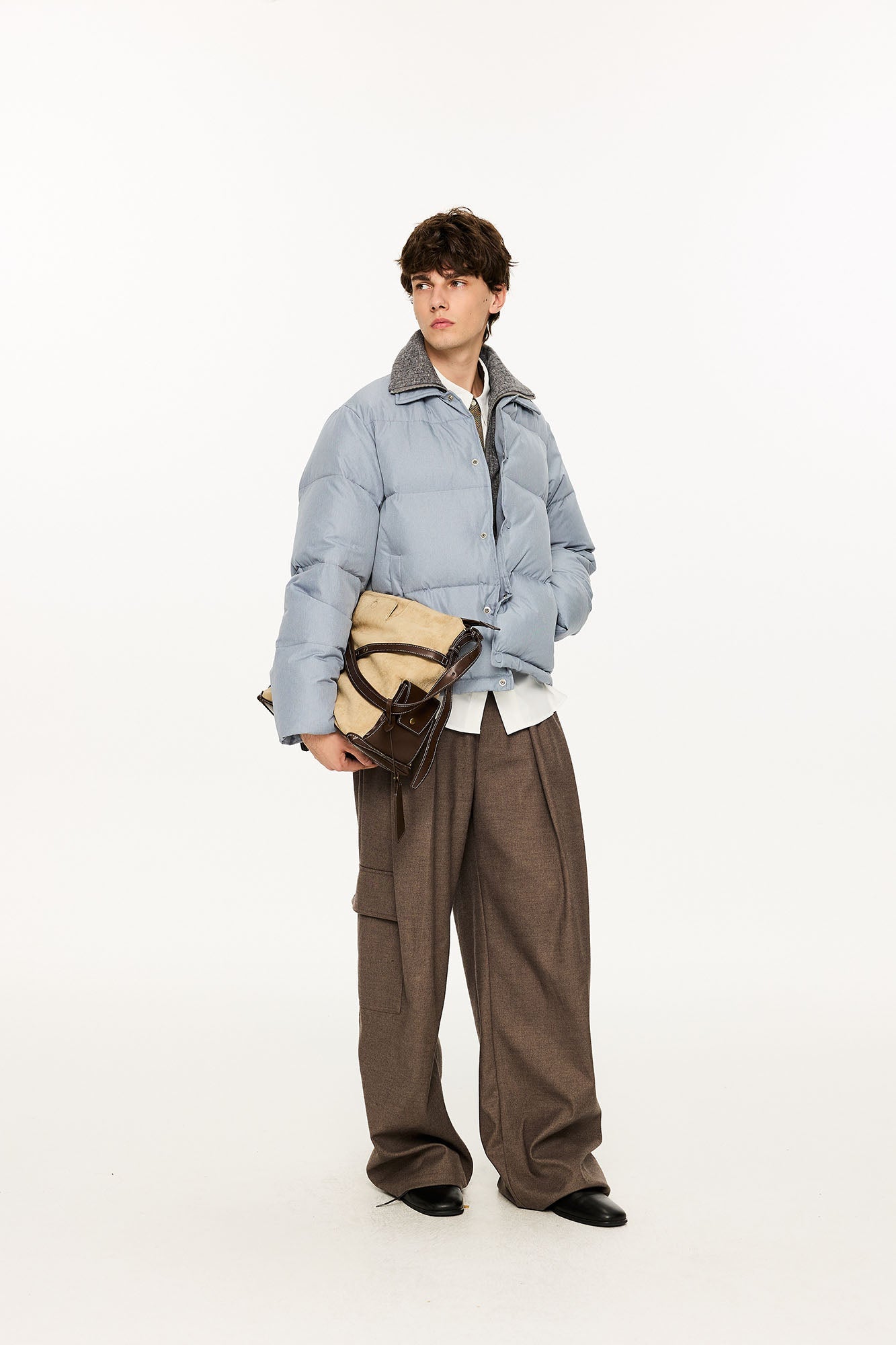 KREATE Faux Layered Cable Knit Puffer Jacket-Jacket-S (Preorder)-Blue-Free Shipping Leatheretro