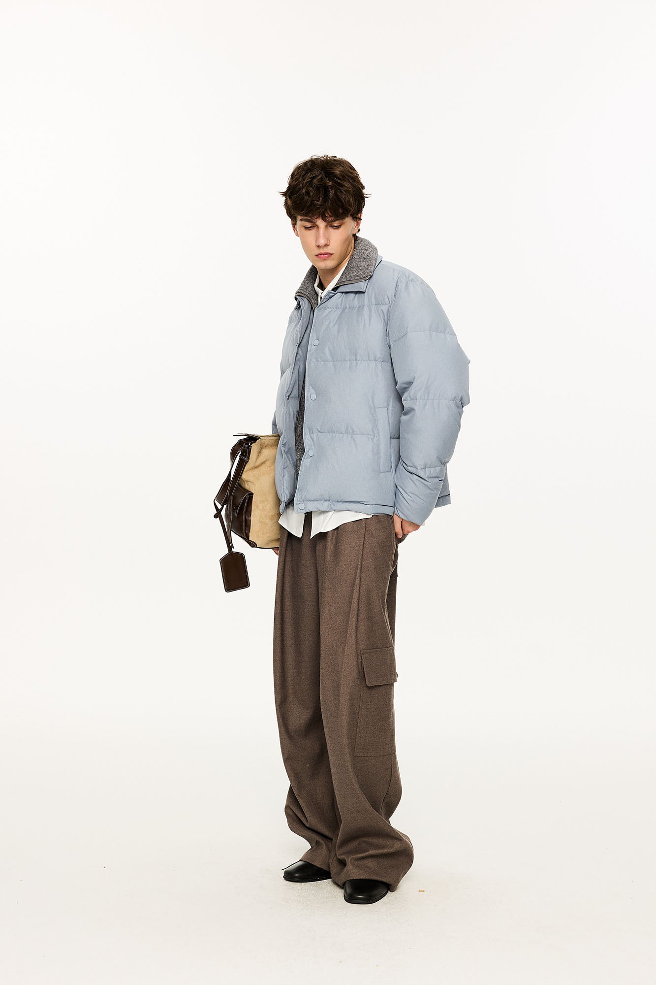 KREATE Faux Layered Cable Knit Puffer Jacket-Jacket-S (Preorder)-Blue-Free Shipping Leatheretro