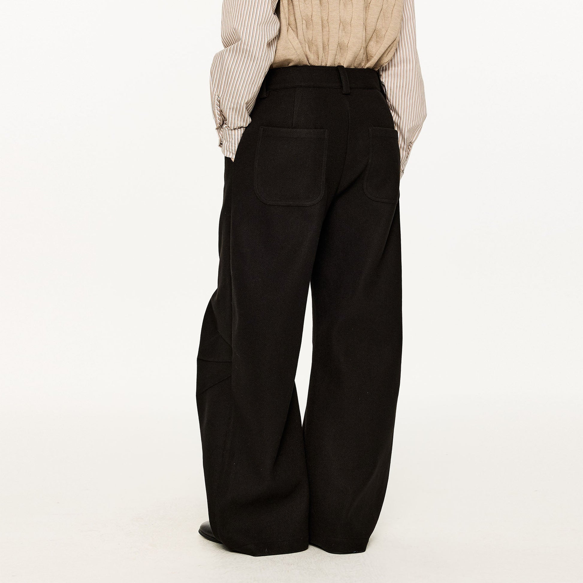 KREATE Middle Stitch Pleat Wide-Leg Trousers-Pants-S (Preorder)-Gray-Free Shipping Leatheretro