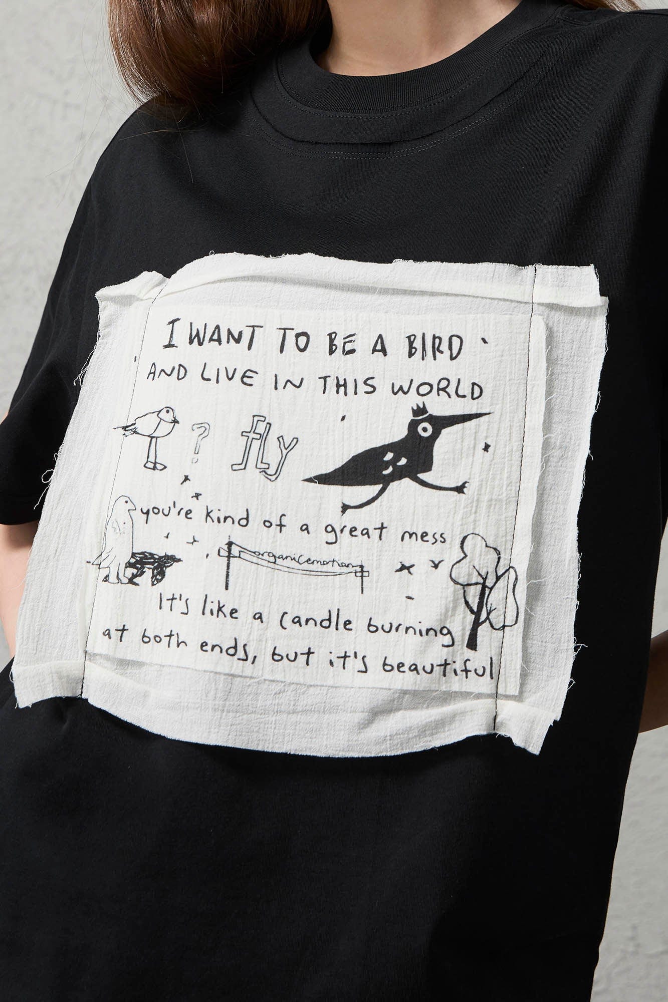 ORGANIC EMOTION Script Patchwork Sorona T-Shirt-T Shirt-S-Free Shipping Leatheretro