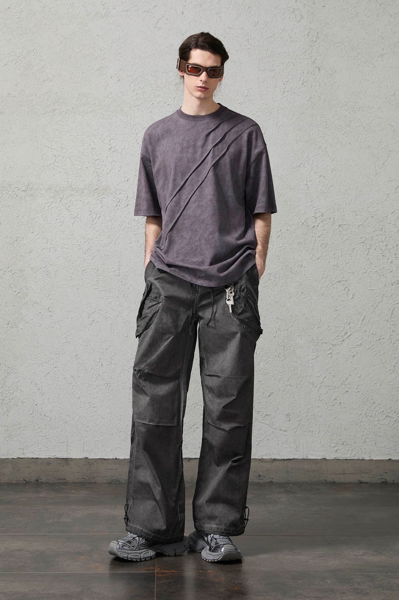 ORGANIC EMOTION Scratch Spliced Washed T-Shirt-T Shirt-S-Free Shipping Leatheretro