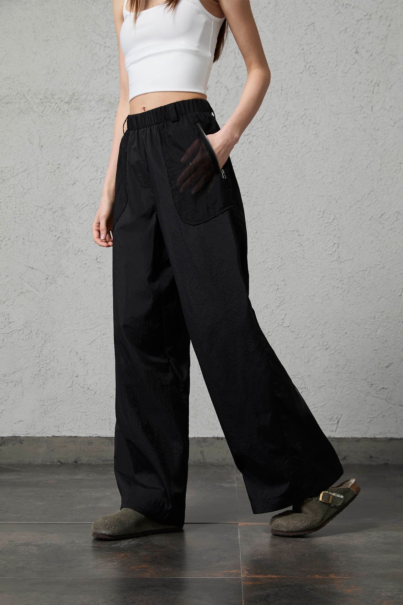ORGANIC EMOTION UV-Protective Lightweight Straight-Leg Pants-Pants-S-Black-Free Shipping Leatheretro