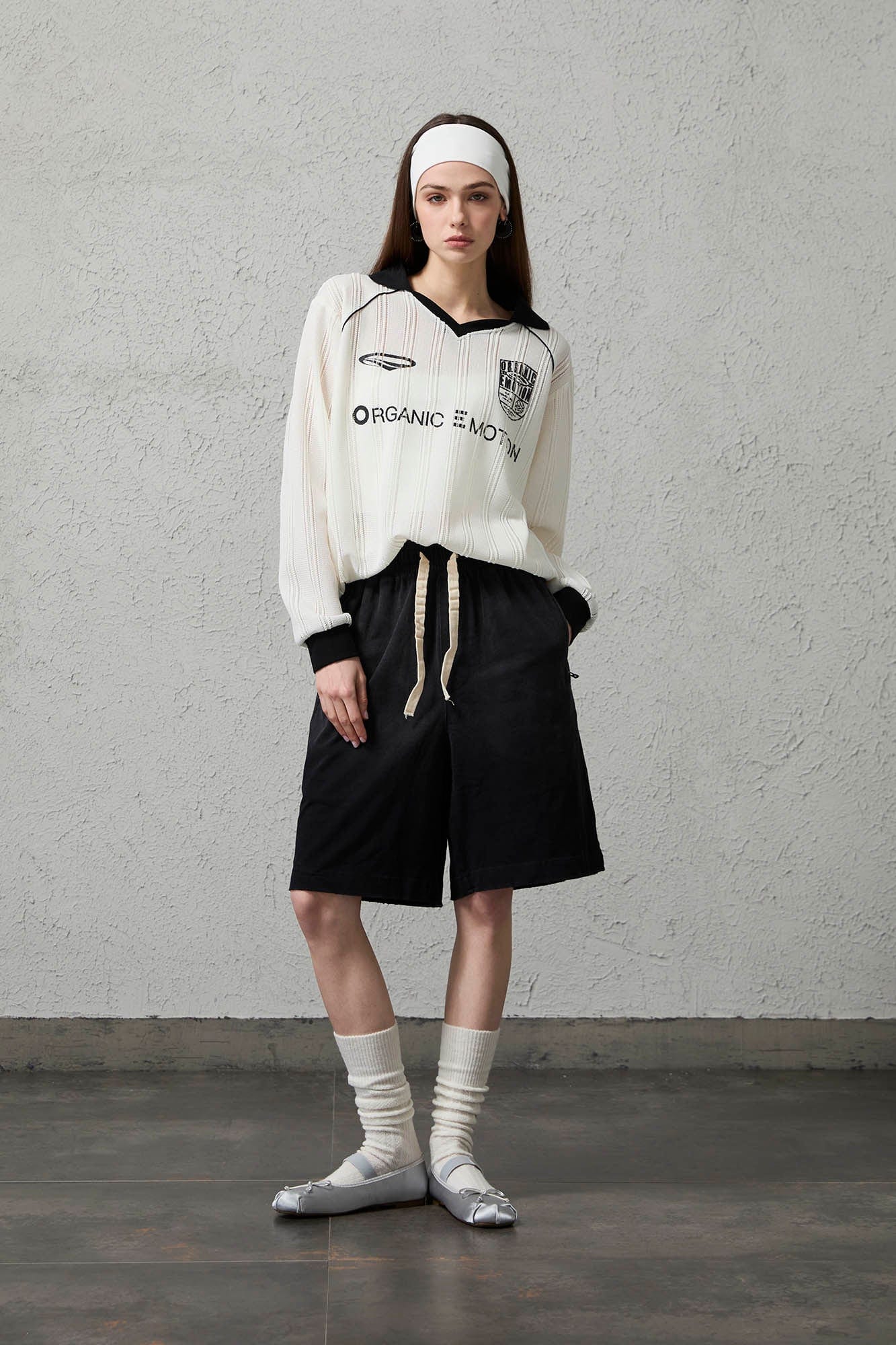ORGANIC EMOTION Retro Sheer Striped Knit Raglan Jersey-L/S Tee-S-White-Free Shipping Leatheretro