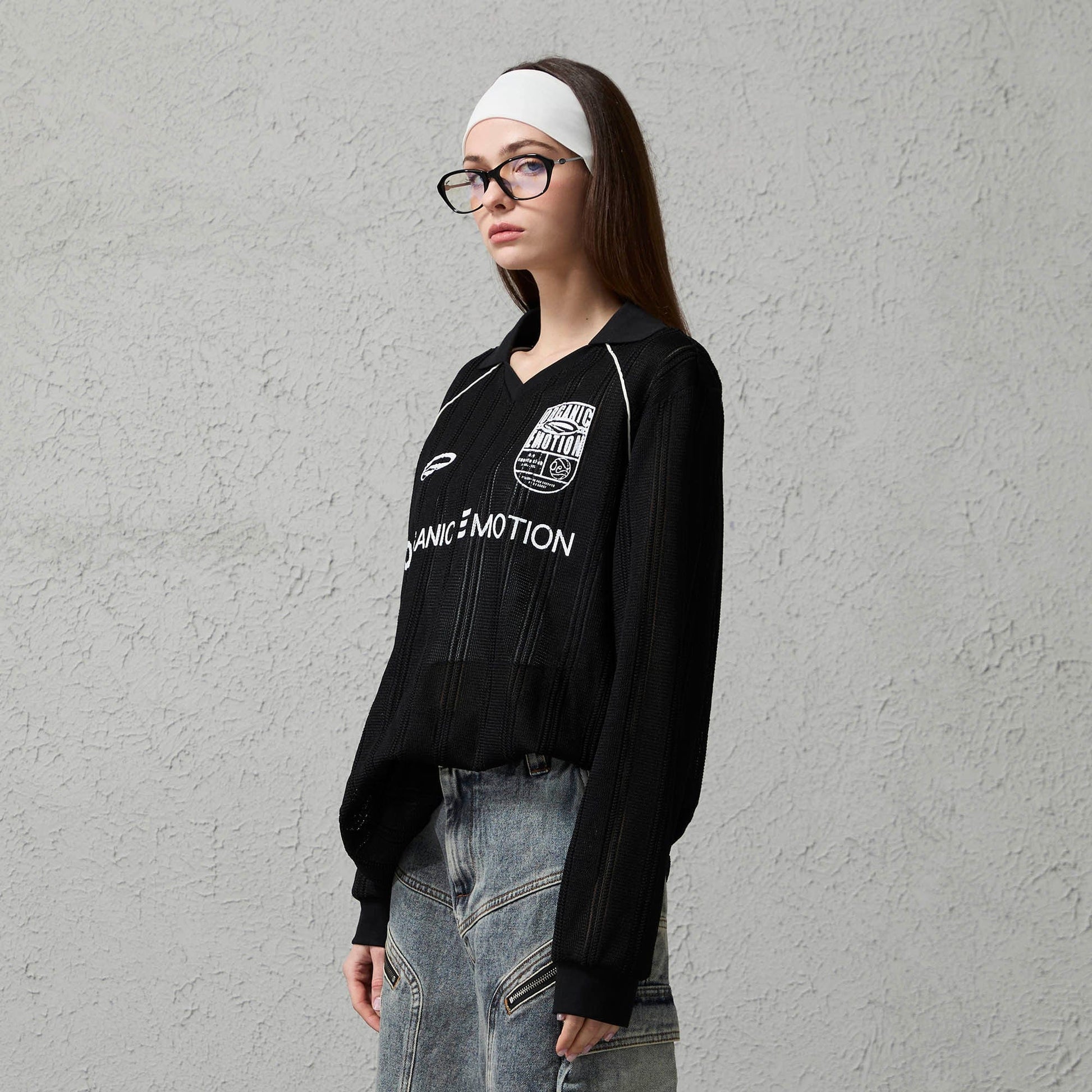 ORGANIC EMOTION Retro Sheer Striped Knit Raglan Jersey-L/S Tee-S-White-Free Shipping Leatheretro