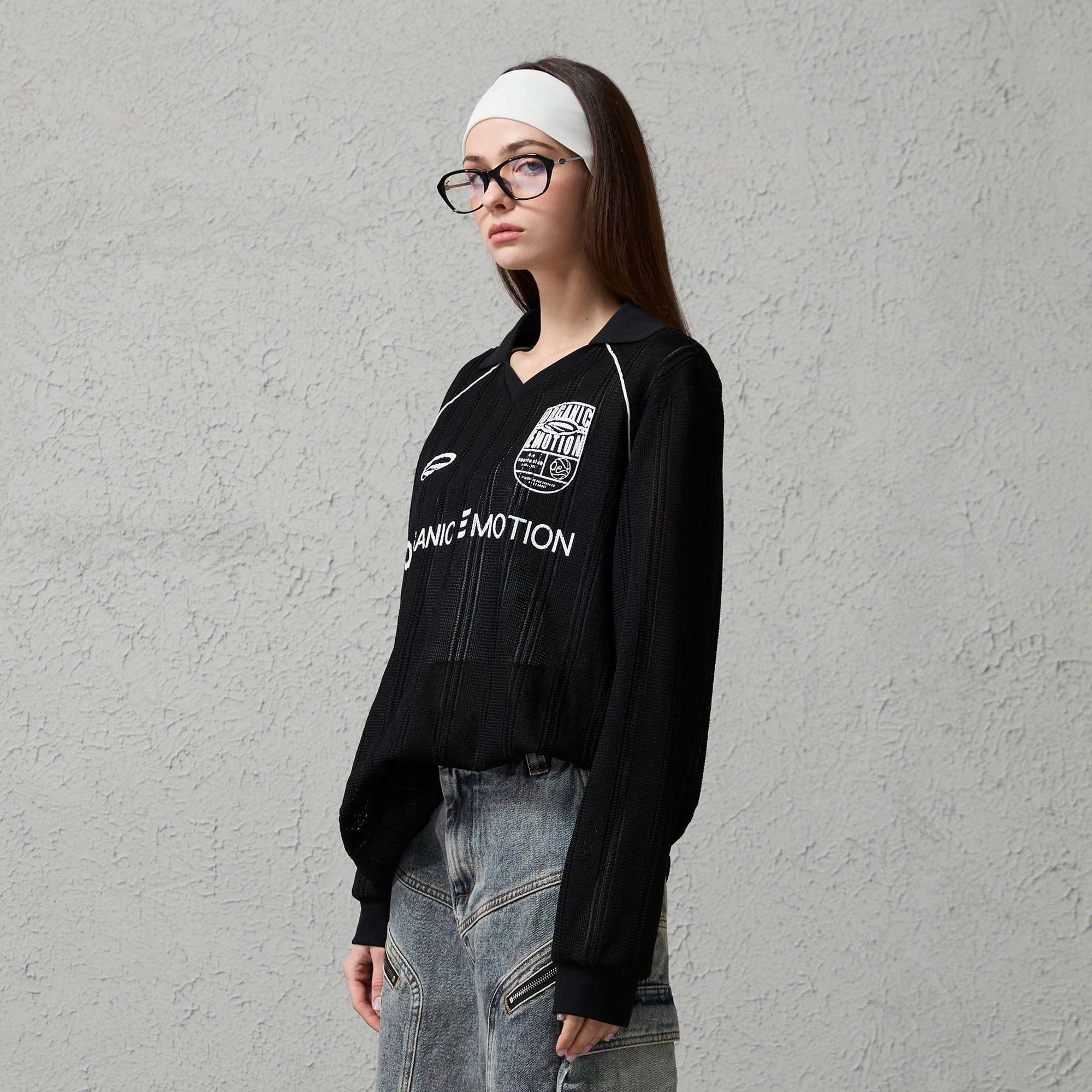 ORGANIC EMOTION Retro Sheer Striped Knit Raglan Jersey-L/S Tee-S-White-Free Shipping Leatheretro