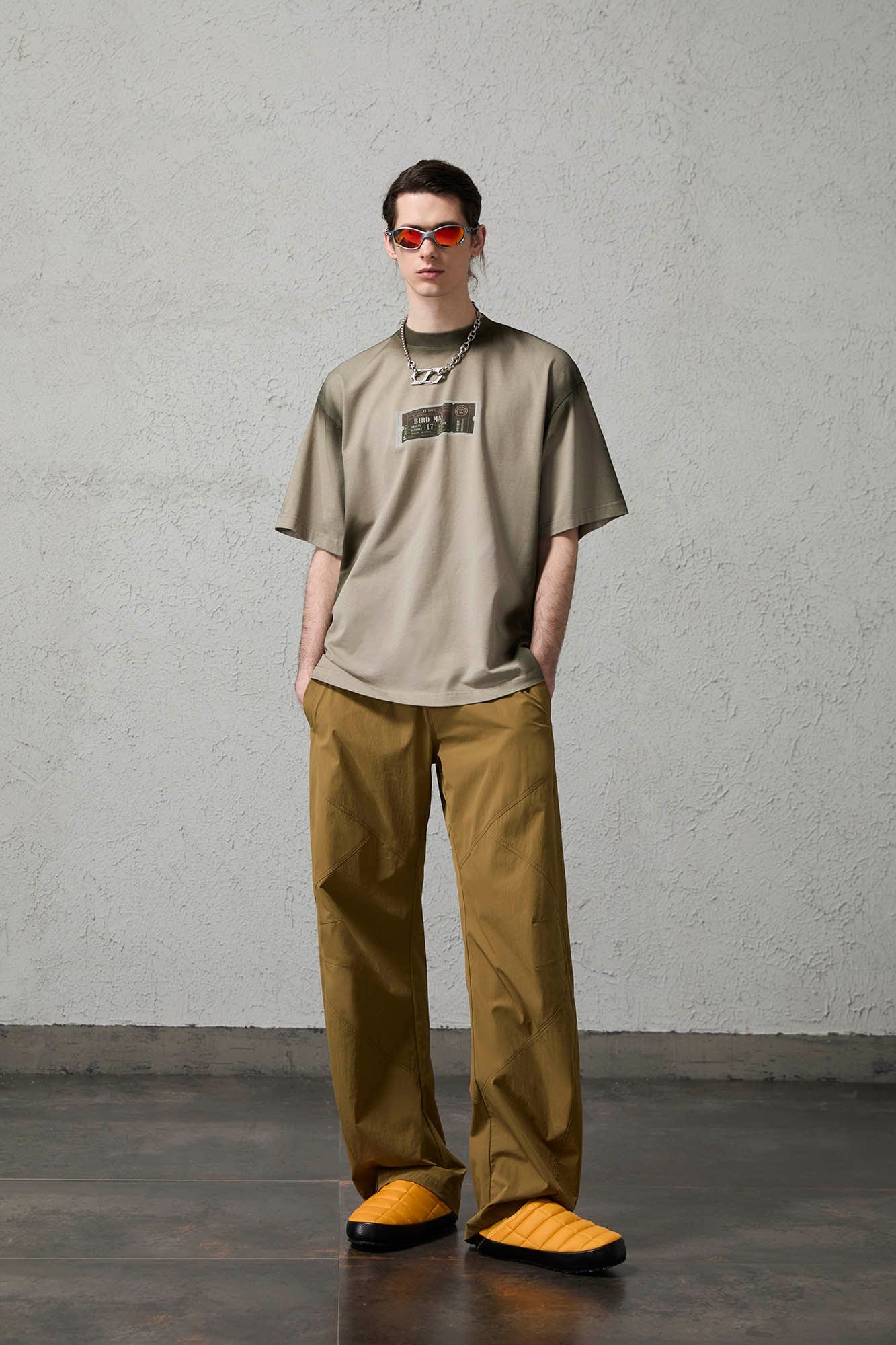 ORGANIC EMOTION Spray-Faded Ticket Graphic T-Shirt-T Shirt-S-Brown-Free Shipping Leatheretro