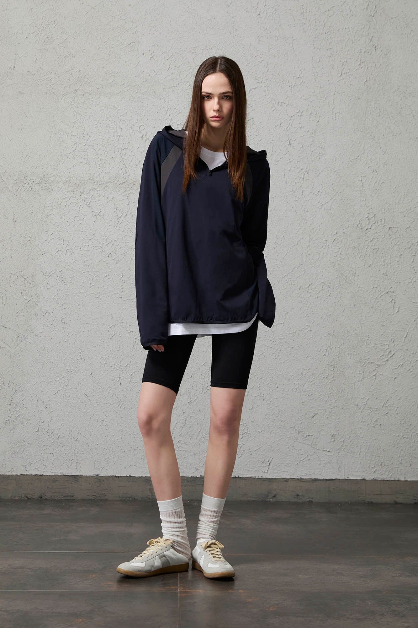 ORGANIC EMOTION Contrast Spliced Hooded Sorona Pullover Jacket-Jacket-S-Navy-Free Shipping Leatheretro