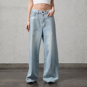 ORGANIC EMOTION Flying Bird Embroidered Washed Wide-Leg Jeans-Jeans-XS-Free Shipping Leatheretro