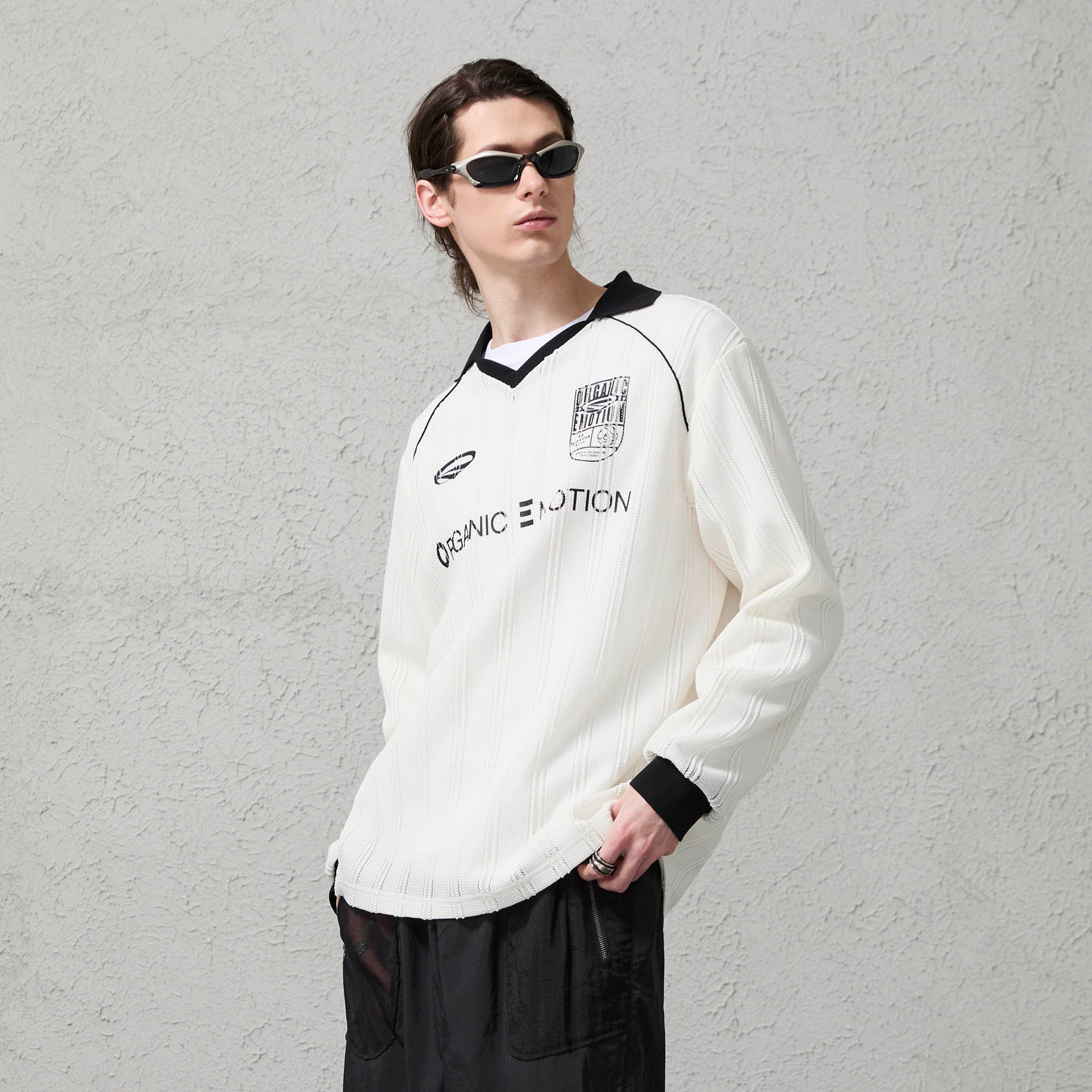ORGANIC EMOTION Retro Sheer Striped Knit Raglan Jersey-L/S Tee-S-White-Free Shipping Leatheretro