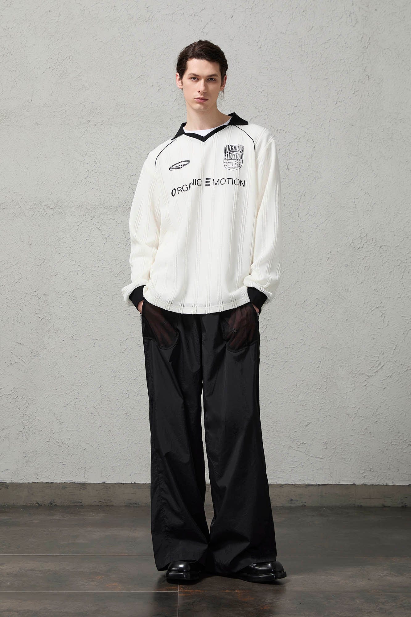 ORGANIC EMOTION Retro Sheer Striped Knit Raglan Jersey-L/S Tee-S-White-Free Shipping Leatheretro