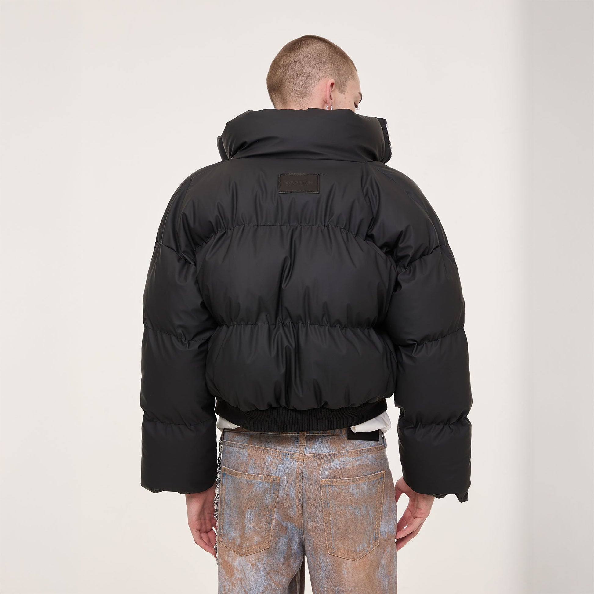 EGOFETCH Essential Cropped Puffer Jacket-Jacket-M-Black-Free Shipping Leatheretro