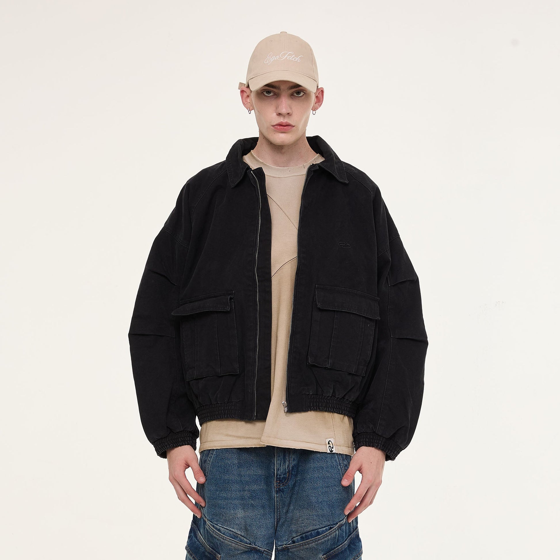 EGOFETCH Washed Utility Oversized Jacket-Jacket-S-Free Shipping Leatheretro